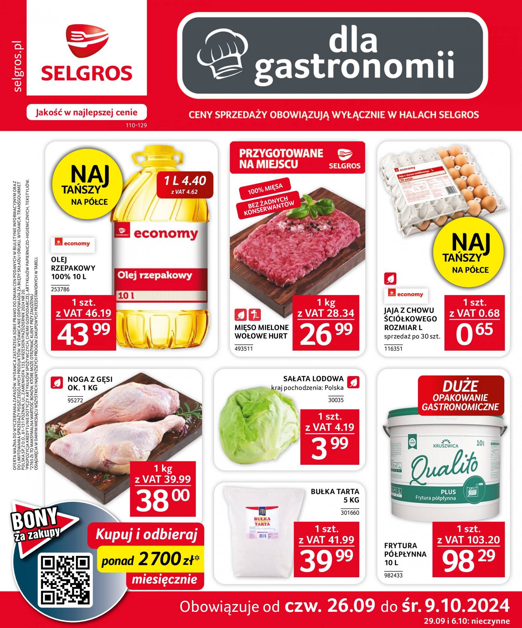 selgros - Aktualna Selgros cash&carry - Oferta dla gastronomii gazetka ważna od 26.09. - 09.10.