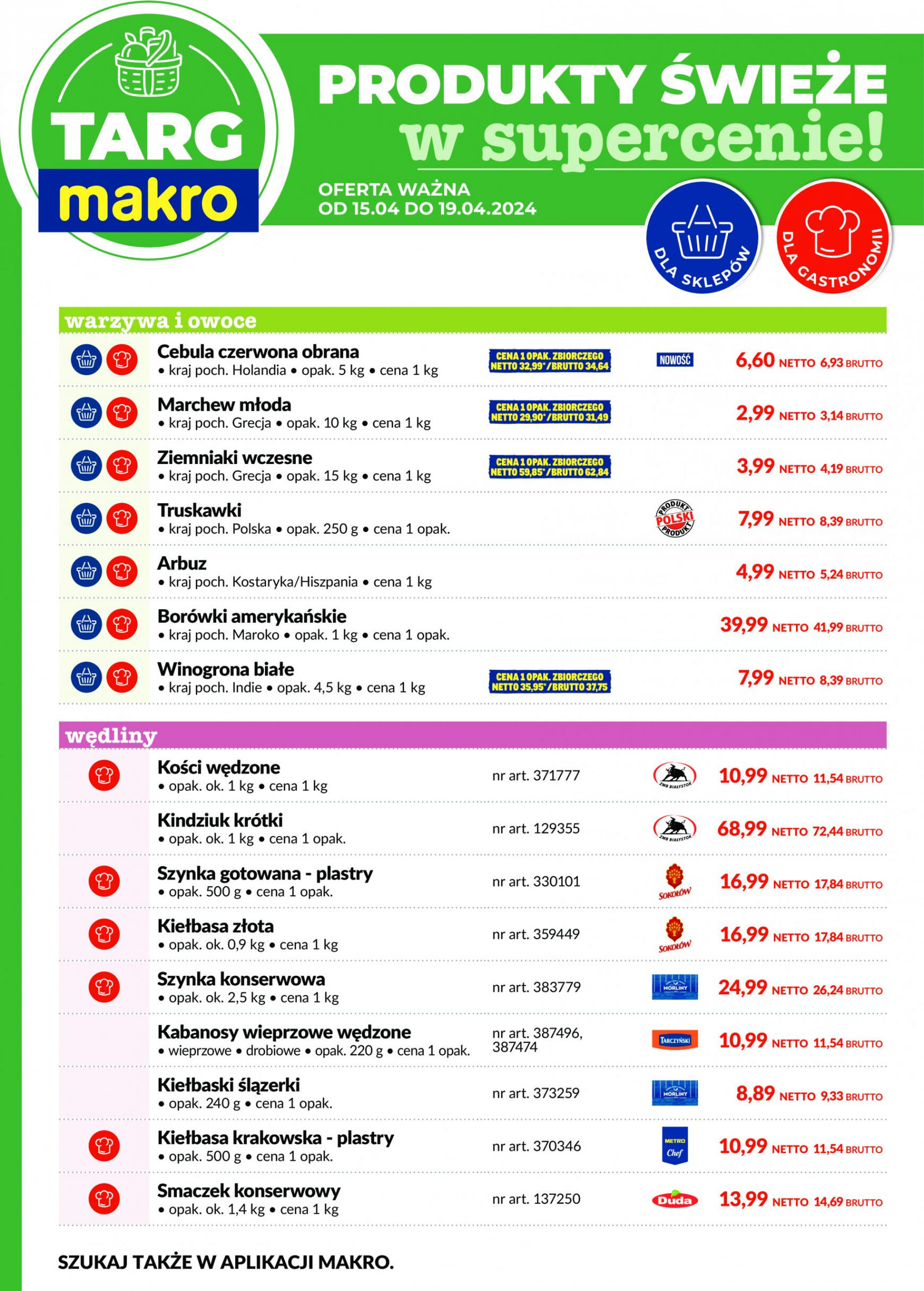 makro - Targ MAKRO - oferta świeża w super cenach! gazetka aktualna ważna od 15.04. - 19.04. - page: 1