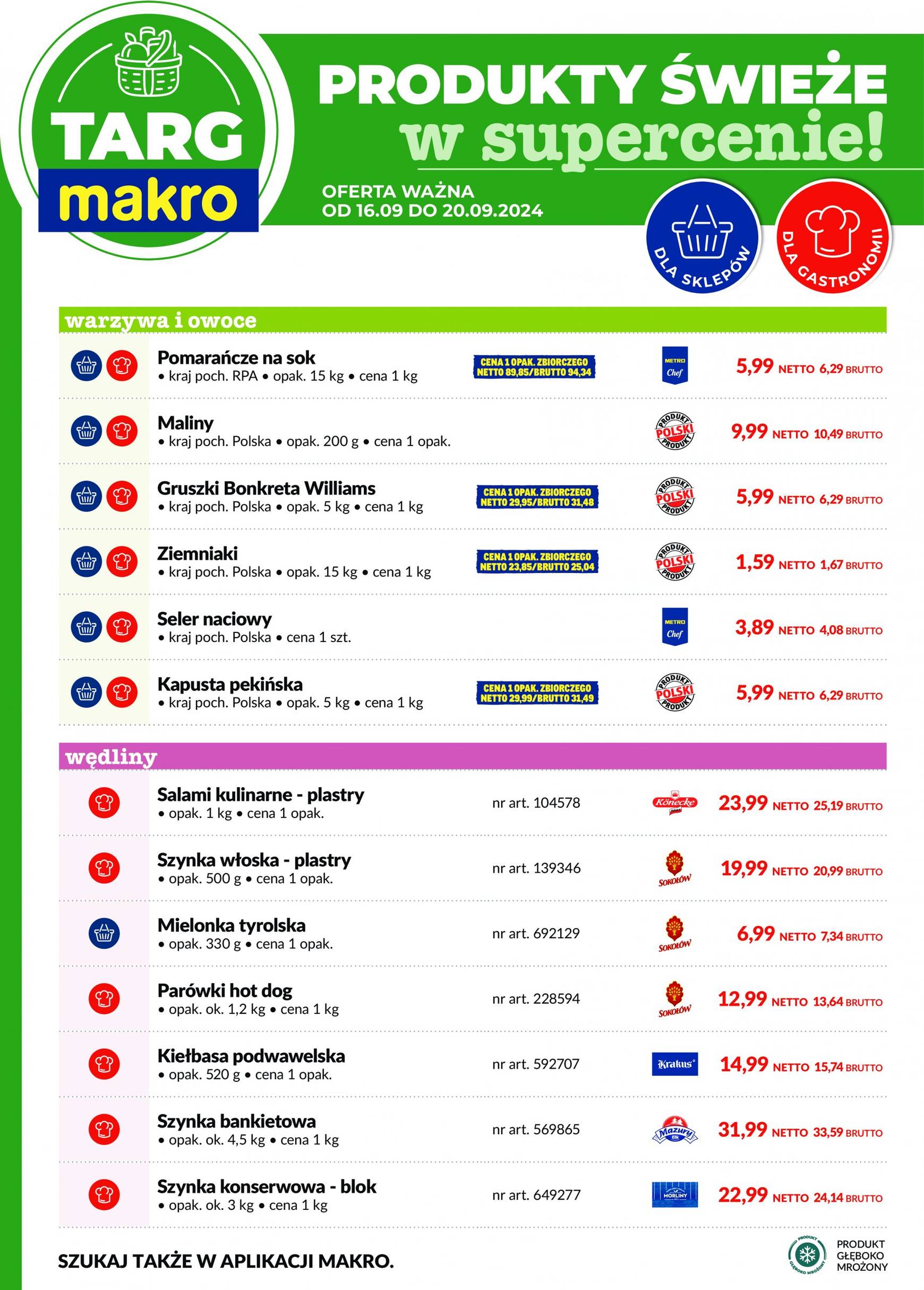 makro - Aktualna Targ MAKRO - oferta świeża w super cenach gazetka ważna od 16.09. - 20.09. - page: 1