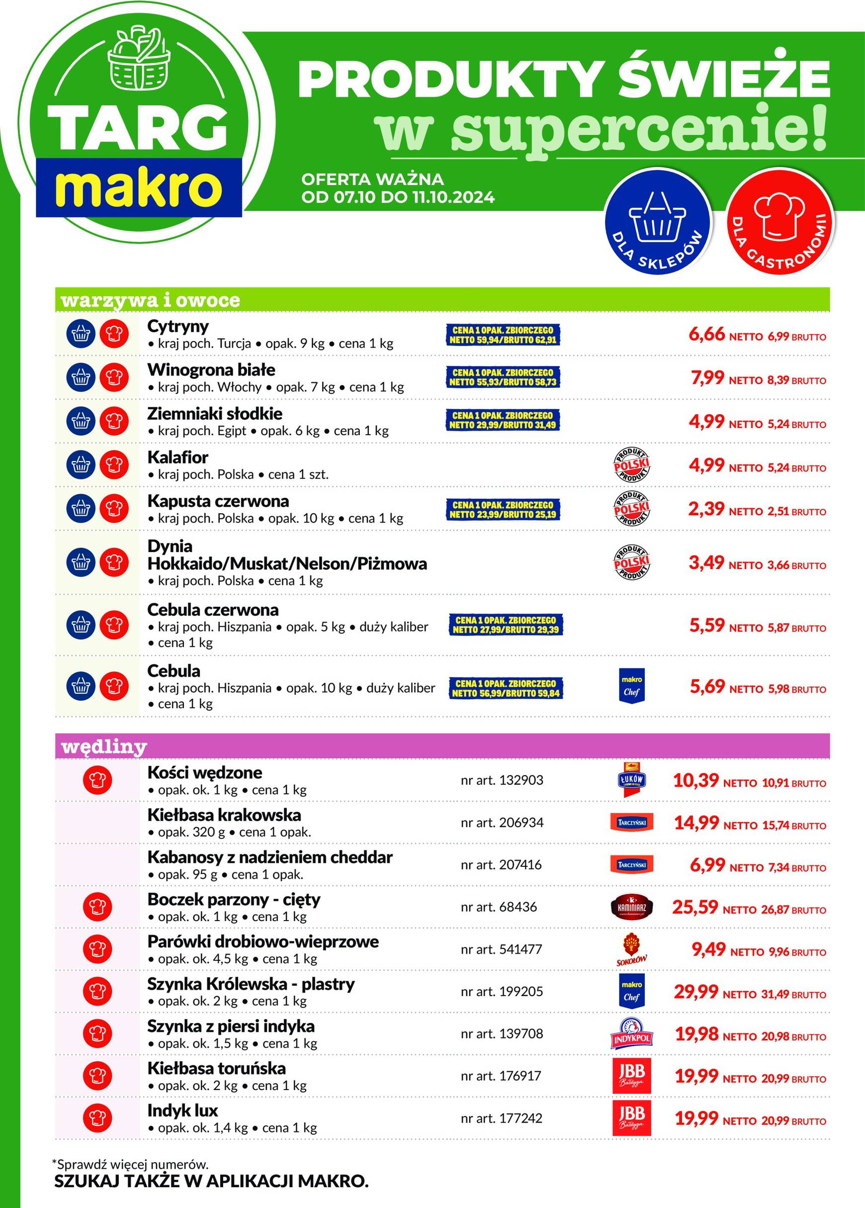 makro - Targ MAKRO - oferta świeża w super cenach gazetka ważna od 07.10. - 11.10.