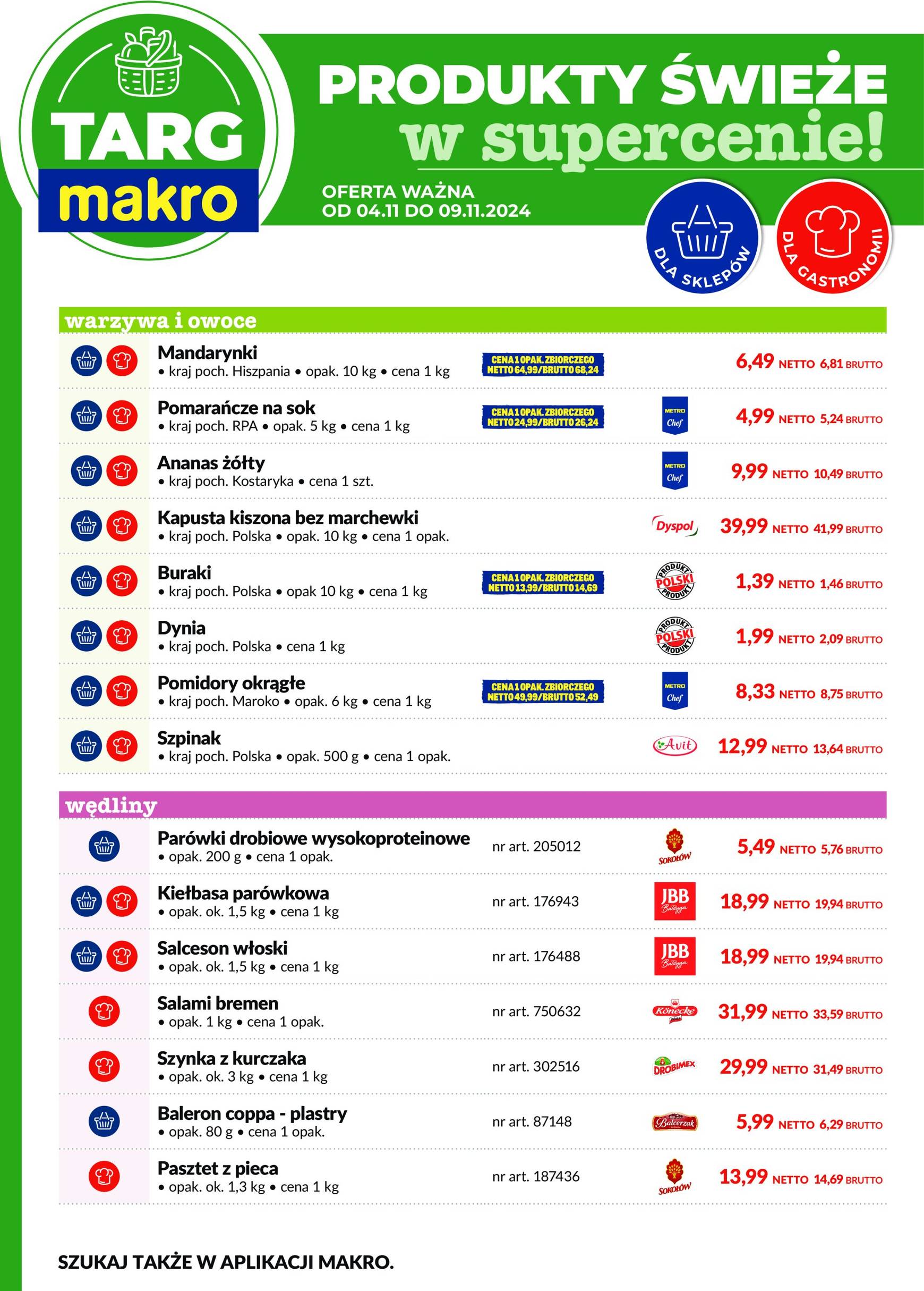 makro - Targ MAKRO - oferta świeża w super cenach! gazetka ważna od 04.11. - 09.11.