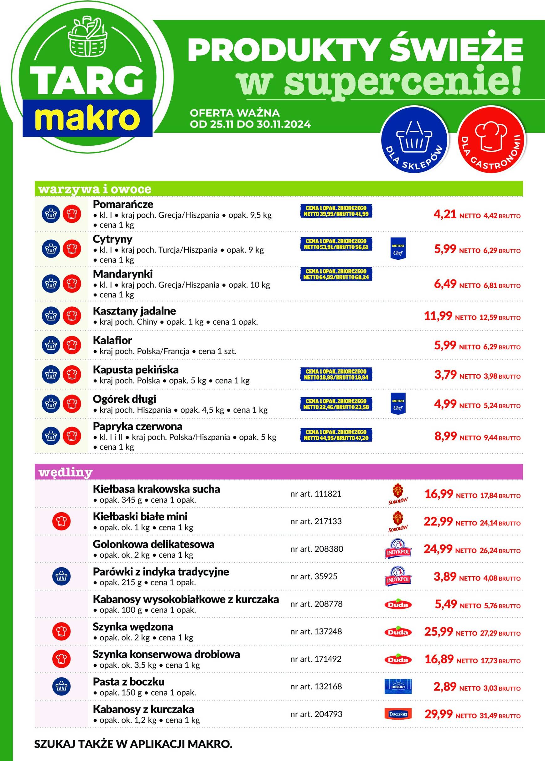 makro - Targ MAKRO - oferta świeża w super cenach gazetka ważna od 25.11. - 30.11.