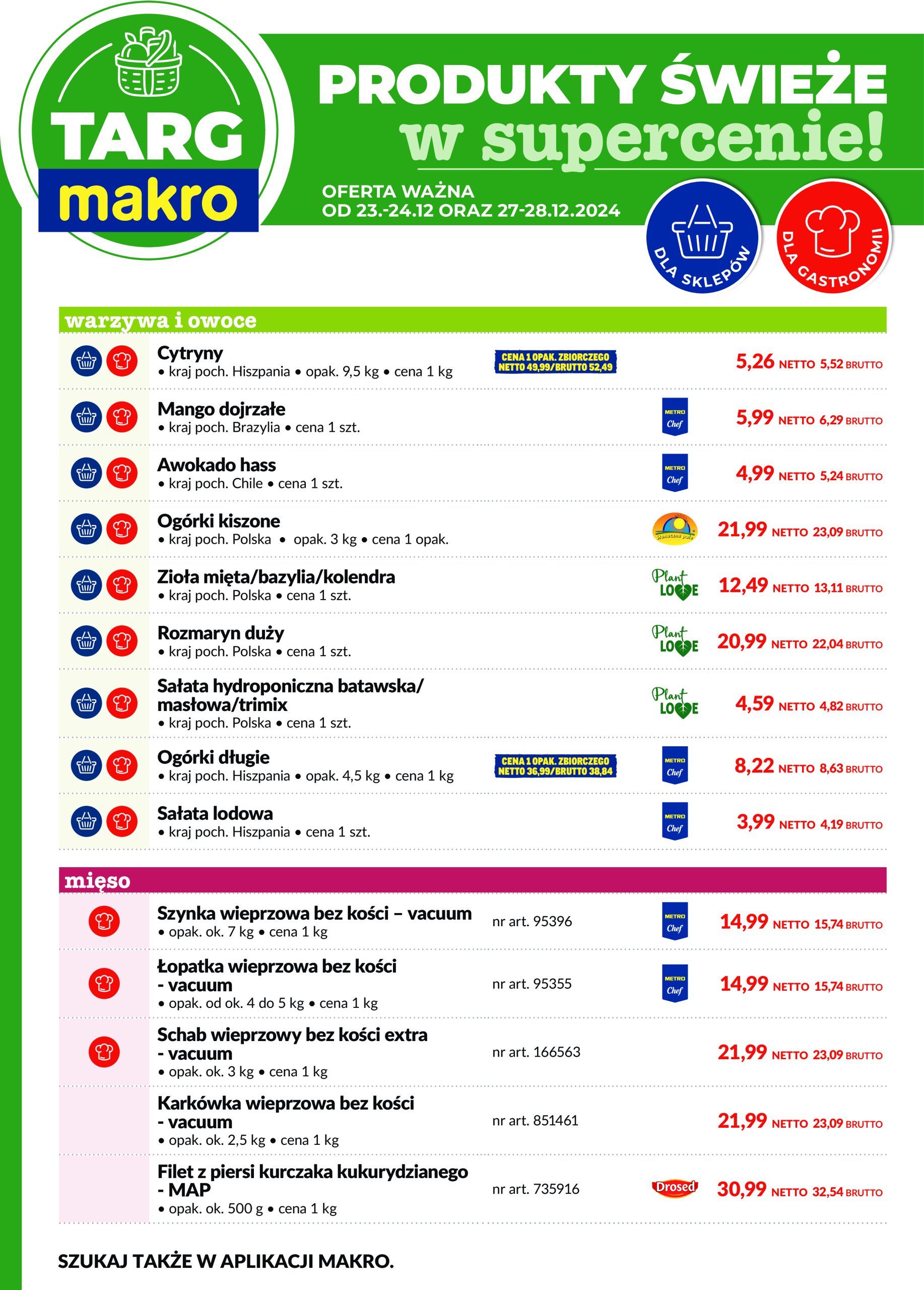 makro - Targ MAKRO - oferta świeża w super cenach! gazetka ważna od 23.12. - 28.12.