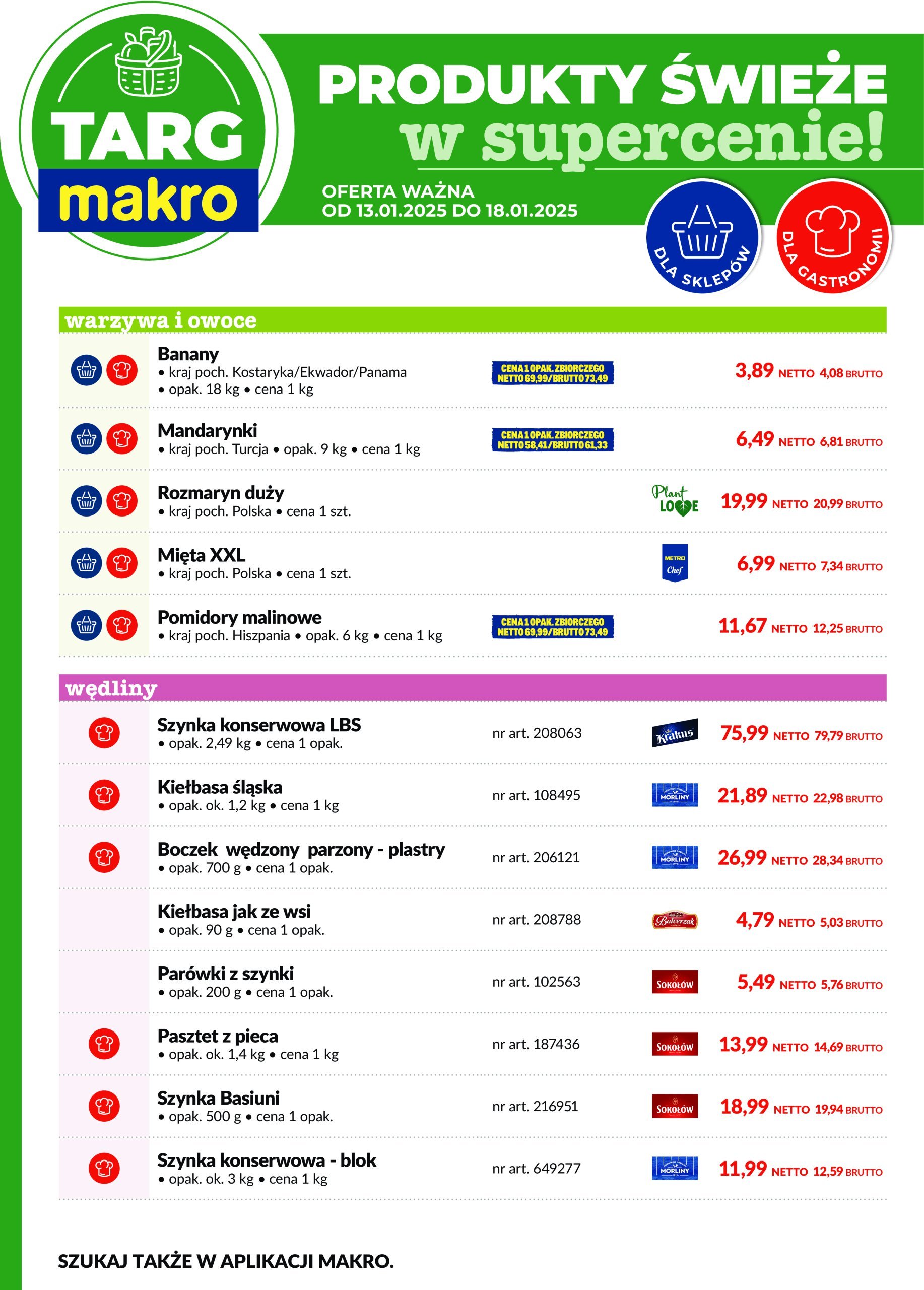 makro - Targ MAKRO - oferta świeża w super cenach! gazetka ważna od 13.01. - 18.01.