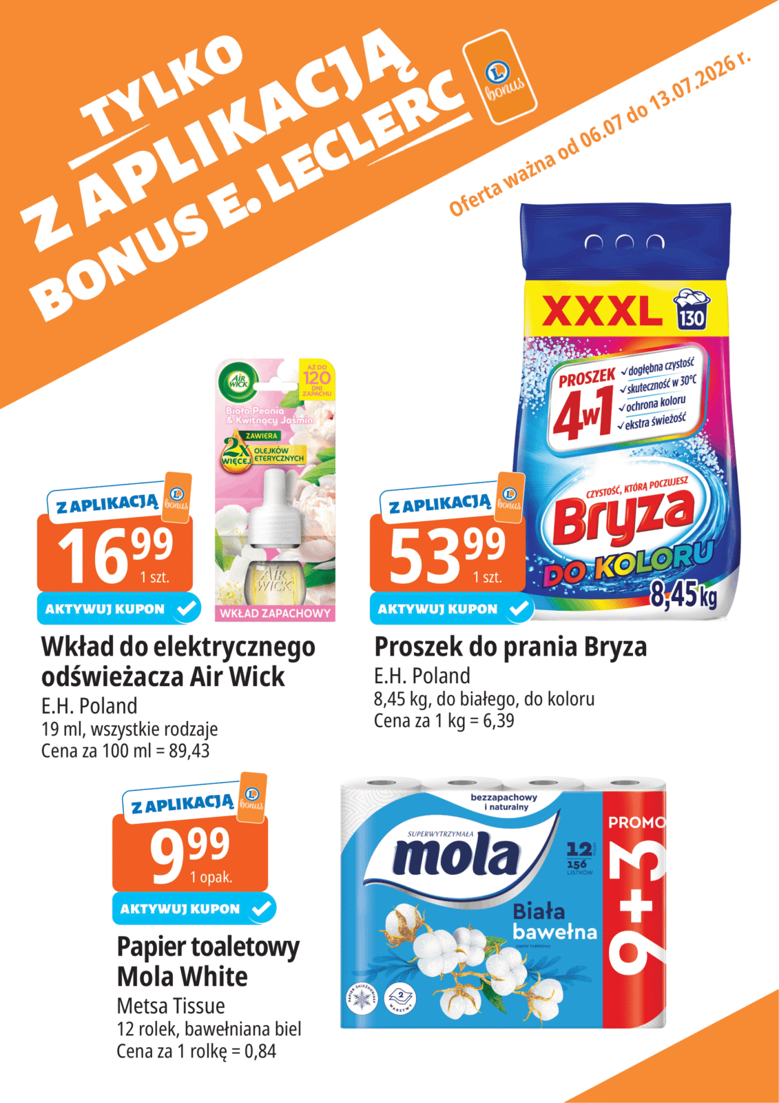 e-leclerc - Nowa gazetka E.Leclerc - Bonus za korzystanie z aplikacji ważna od 06.07.2026 do 13.07.2026