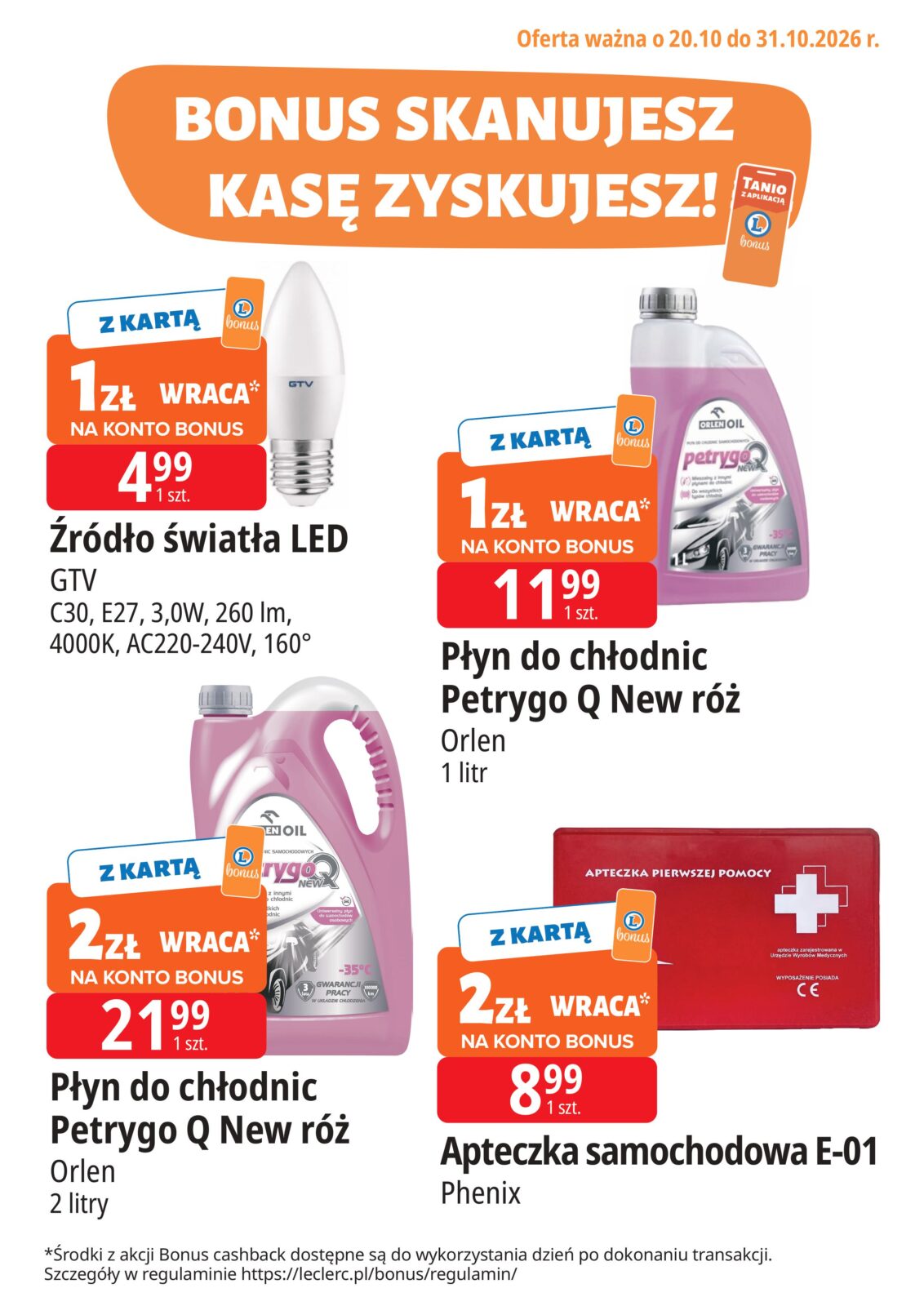 e-leclerc - Nowa gazetka E.Leclerc - Bonus skanujesz kasę zyskujesz! ważna od 20.10.2026 do 31.10.2026