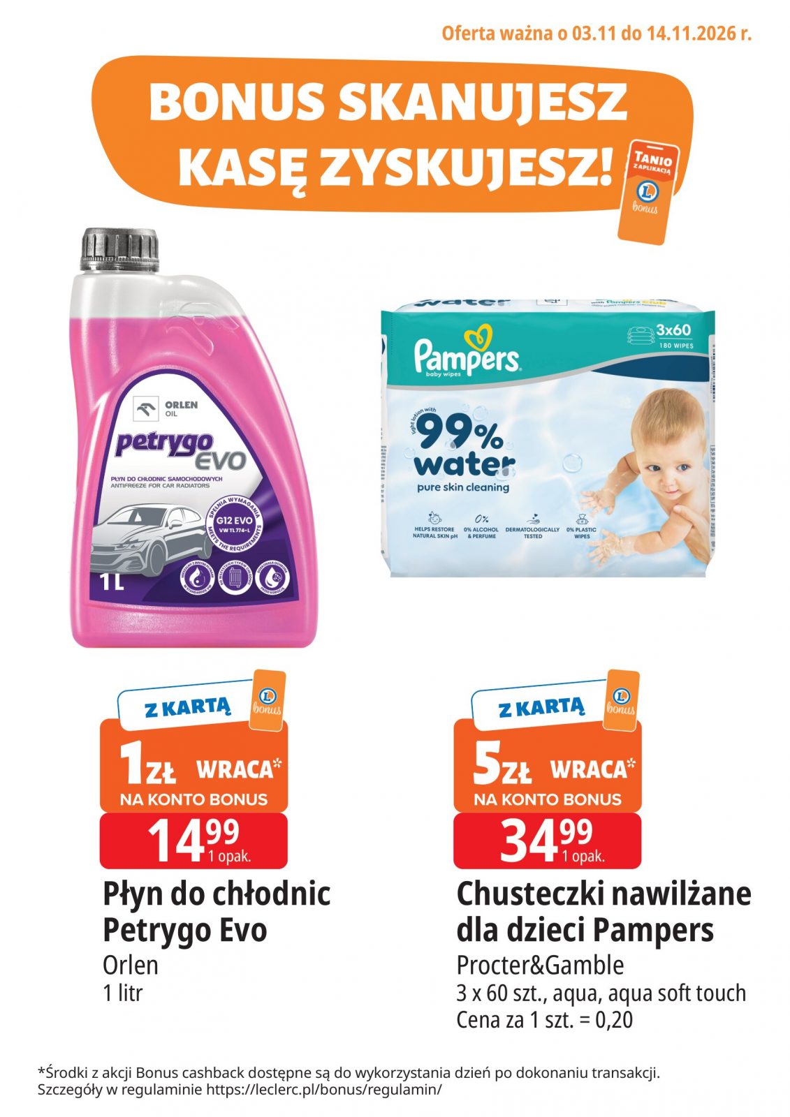 e-leclerc - Nowa gazetka E.Leclerc - Bonus skanujesz kasę zyskujesz ważna od 03.11.2026 do 14.11.2026