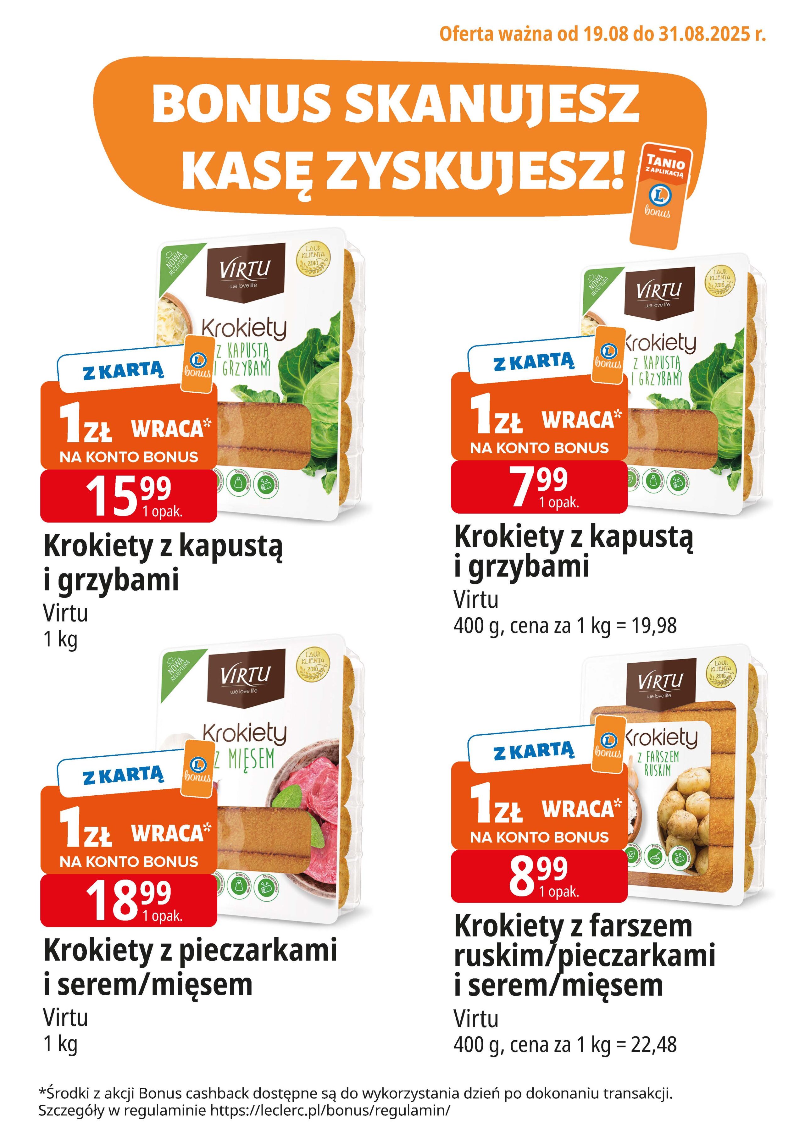 e-leclerc - Gazetka E.Leclerc - Bonus skanujesz kasę zyskujesz - ważna od 19.08. do 31.08.