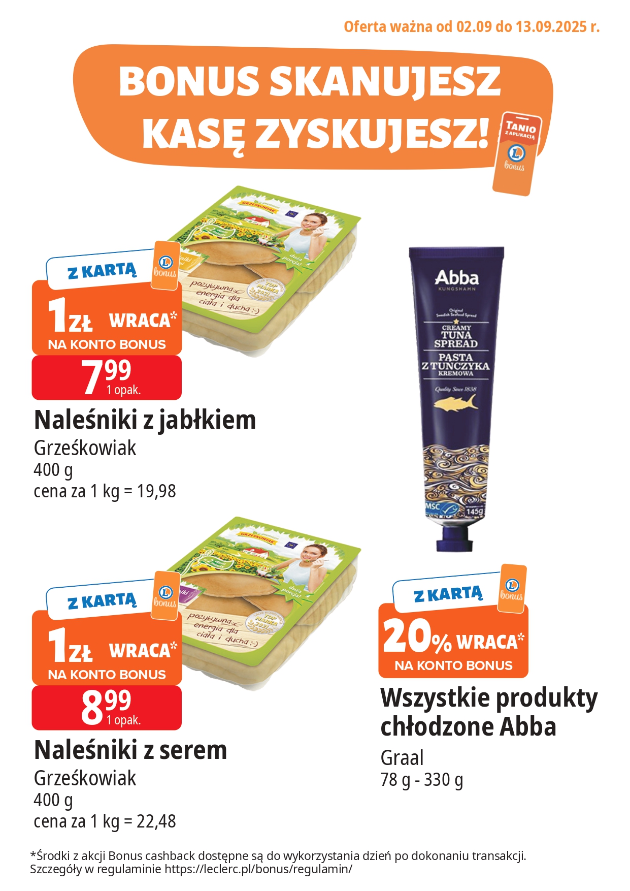 e-leclerc - Gazetka E.Leclerc - Bonus skanujesz kasę zyskujesz - ważna od 02.09. do 13.09.
