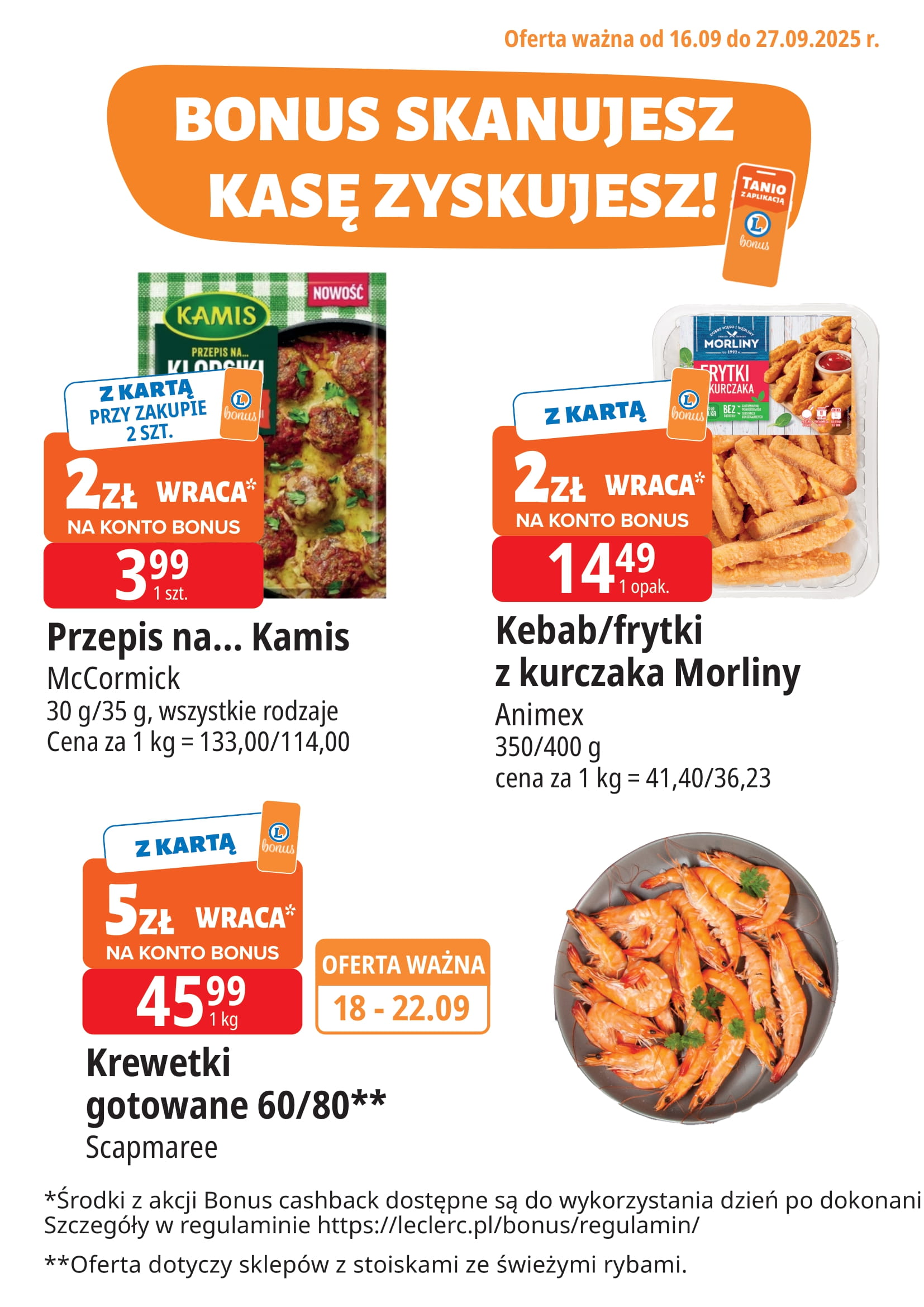 e-leclerc - Gazetka E.Leclerc - Bonus skanujesz kasę zyskujesz - ważna od 16.09. do 27.09.