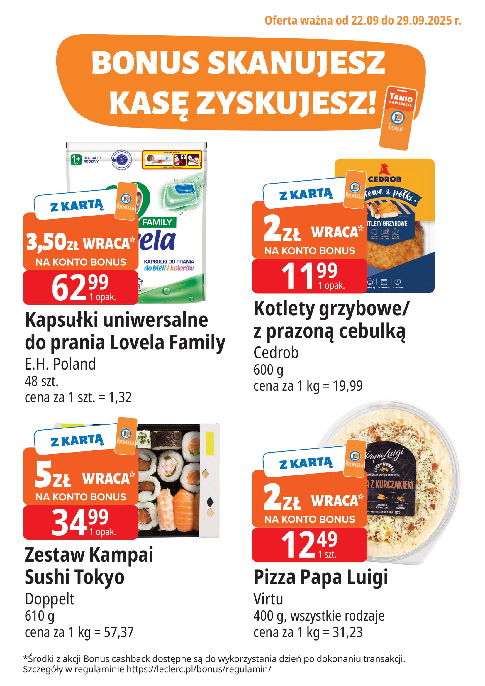 e-leclerc - Gazetka E.Leclerc - Bonus skanujesz kasę zyskujesz - ważna od 22.09. do 29.09.
