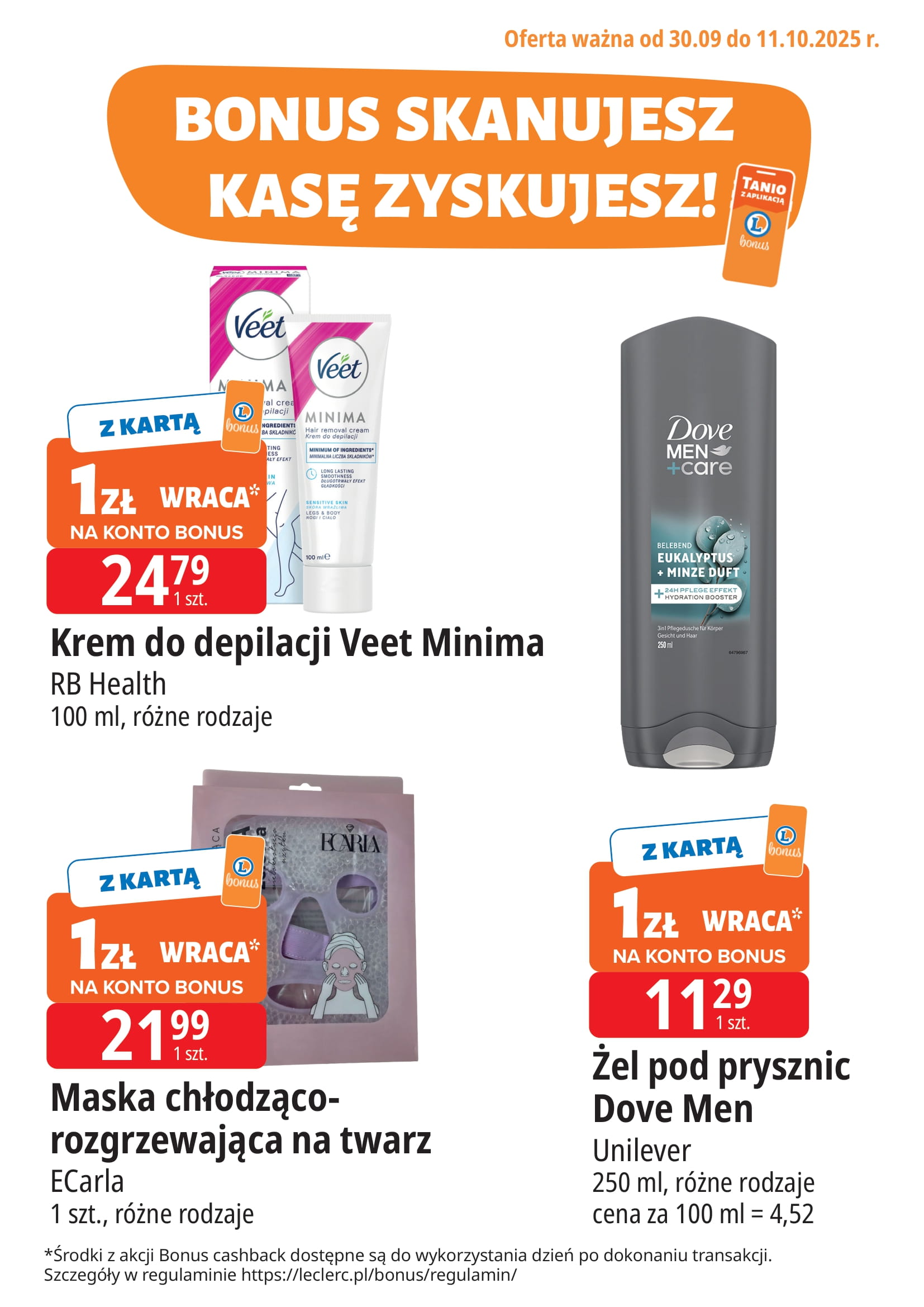 e-leclerc - Gazetka E.Leclerc - Bonus skanujesz kasę zyskujesz 2 - ważna od 30.09. do 11.10.