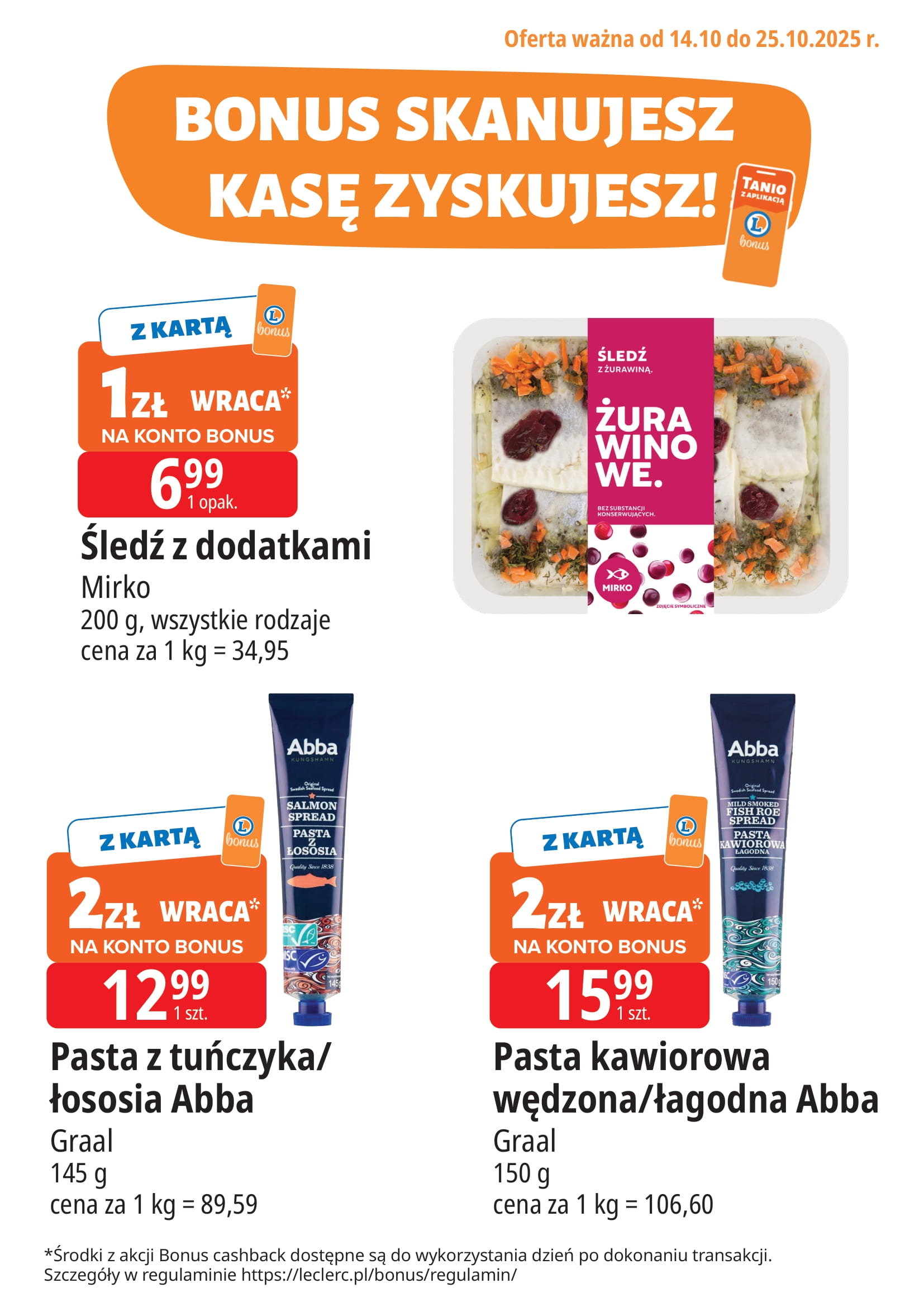 e-leclerc - Gazetka E.Leclerc - Bonus skanujesz kasę zyskujesz - ważna od 14.10. do 25.10.