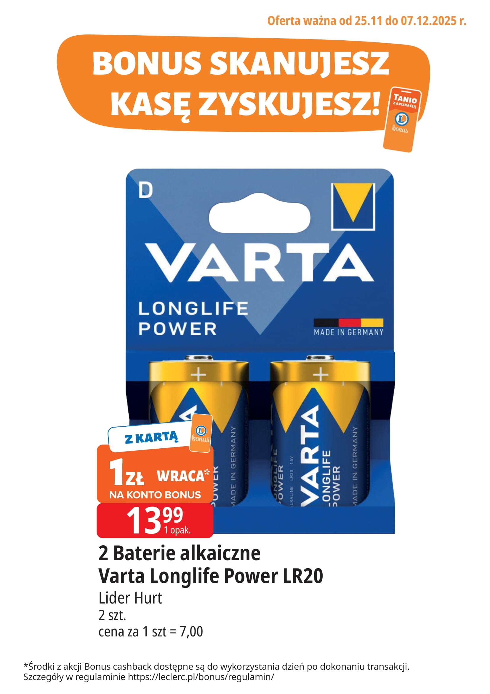 e-leclerc - Gazetka E.Leclerc - Bonus skanujesz kasę zyskujesz - ważna od 25.11. do 07.12.