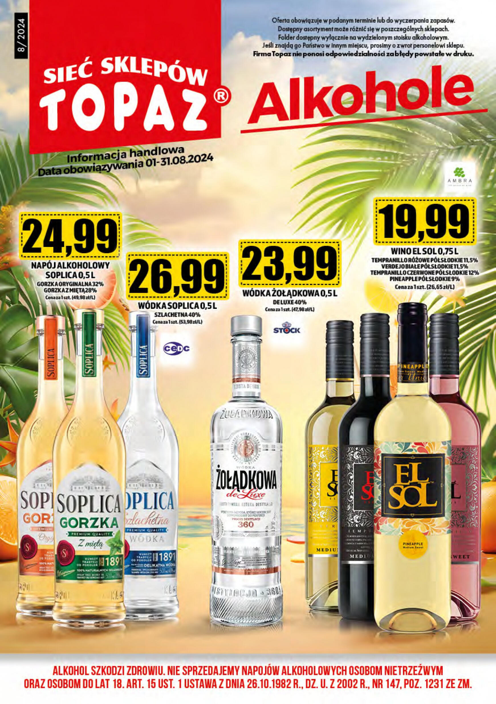 topaz24 - Topaz24 - Alkohole gazetka aktualna ważna od 01.08. - 31.08. - page: 1