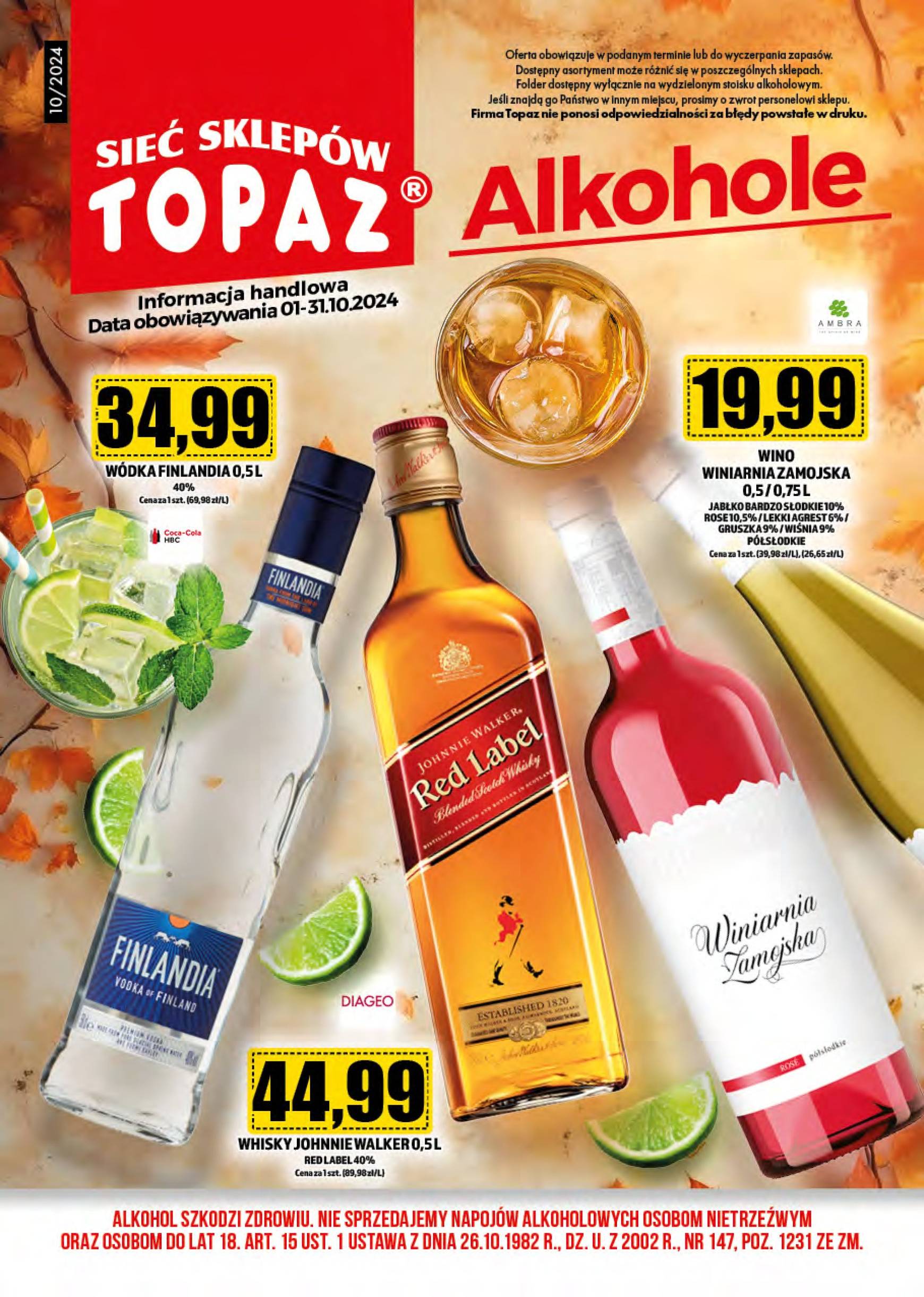 topaz24 - Aktualna Topaz24 - Alkohole gazetka ważna od 01.10. - 31.10. - page: 1