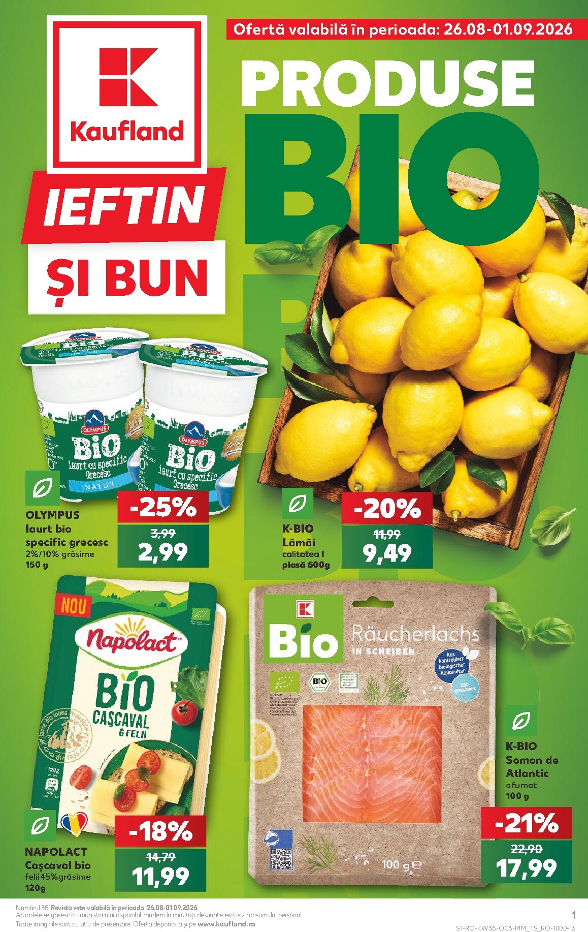 kaufland - Kaufland - Produse BIO pliante pentru săptămâna viitoare de la miercuri 26.08.2026 până la marți 01.09.2026 - page: 1