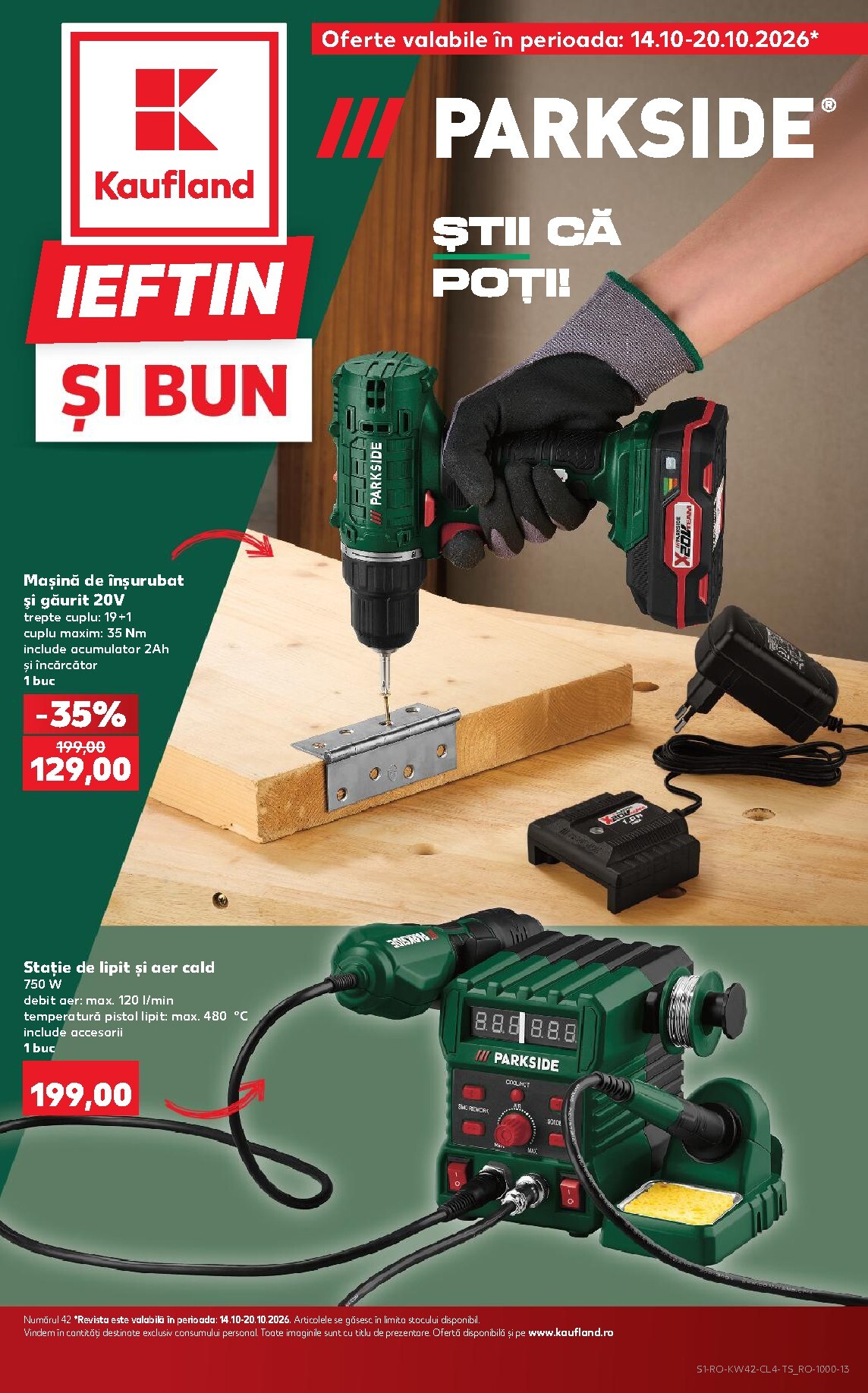 kaufland - Kaufland - Parkside pliante pentru săptămâna viitoare de la miercuri 14.10.2026 până la marți 20.10.2026
