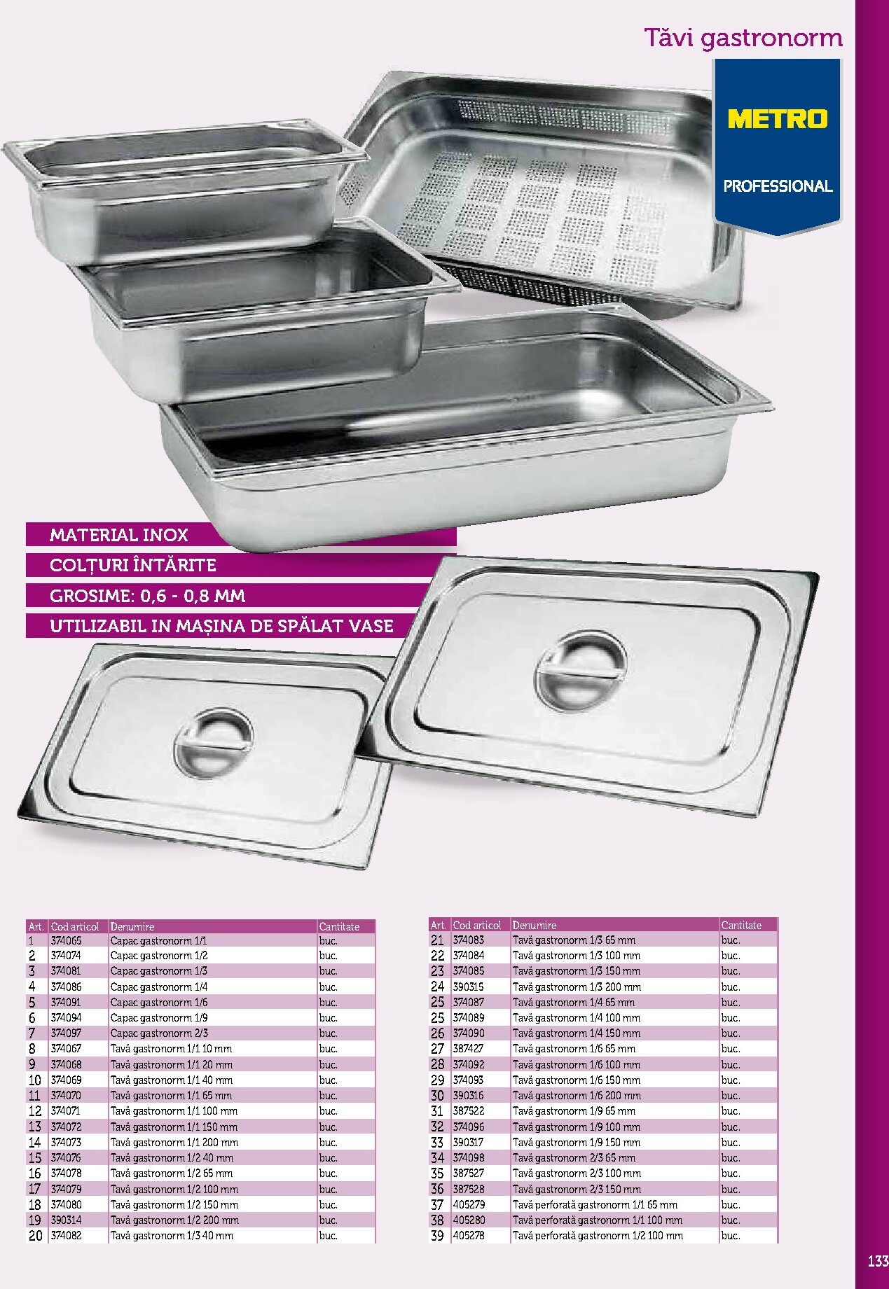 metro - Catalog Metro - Echipamente Profesionale pentru HoReCa online – oferte valabile din 17.09. - page: 133