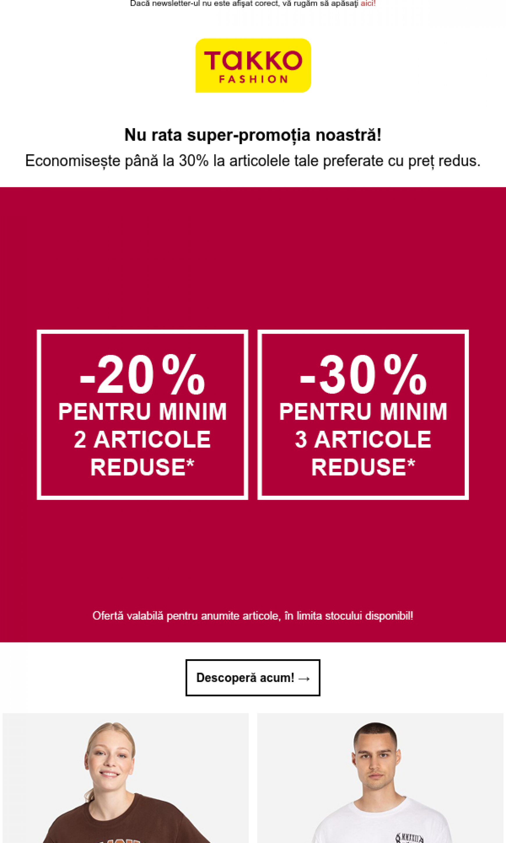 takko - Takko - Profită acum: până la 30% extra-reducere la articolele reduse