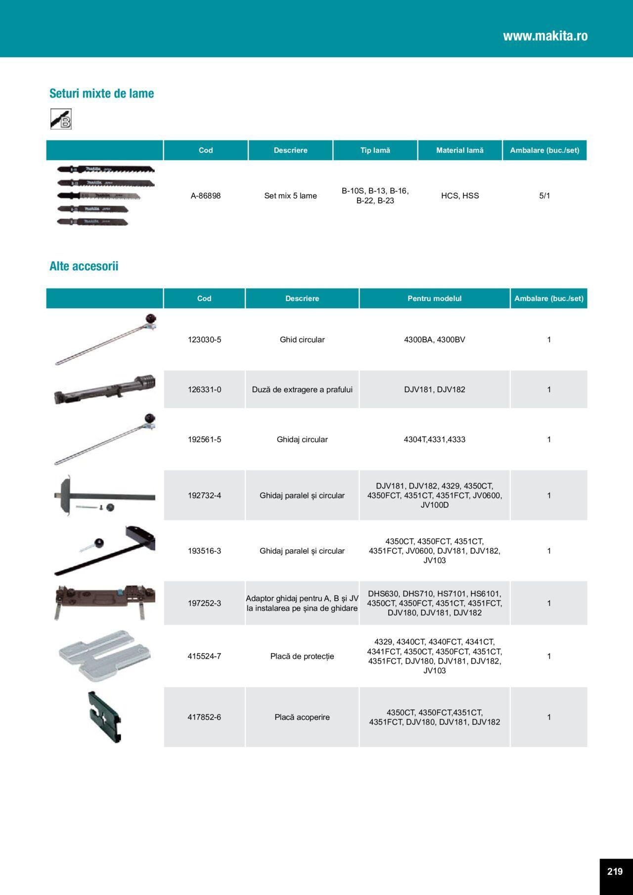 makita - Makita catalog - Accesorii de luni 25.03.2024 - page: 219