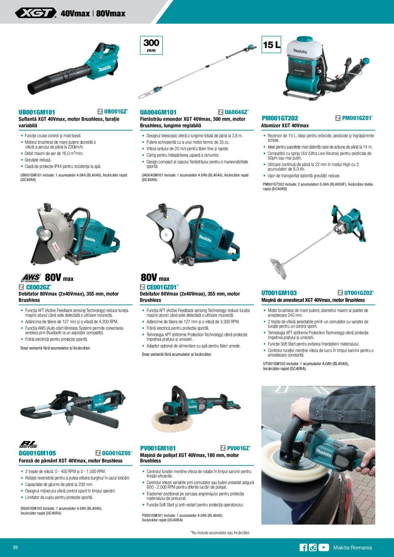 makita - Makita catalog - Mașini cu acumulatori XGT 40Vmax / 80Vmax de joi 01.02.2024 - page: 20