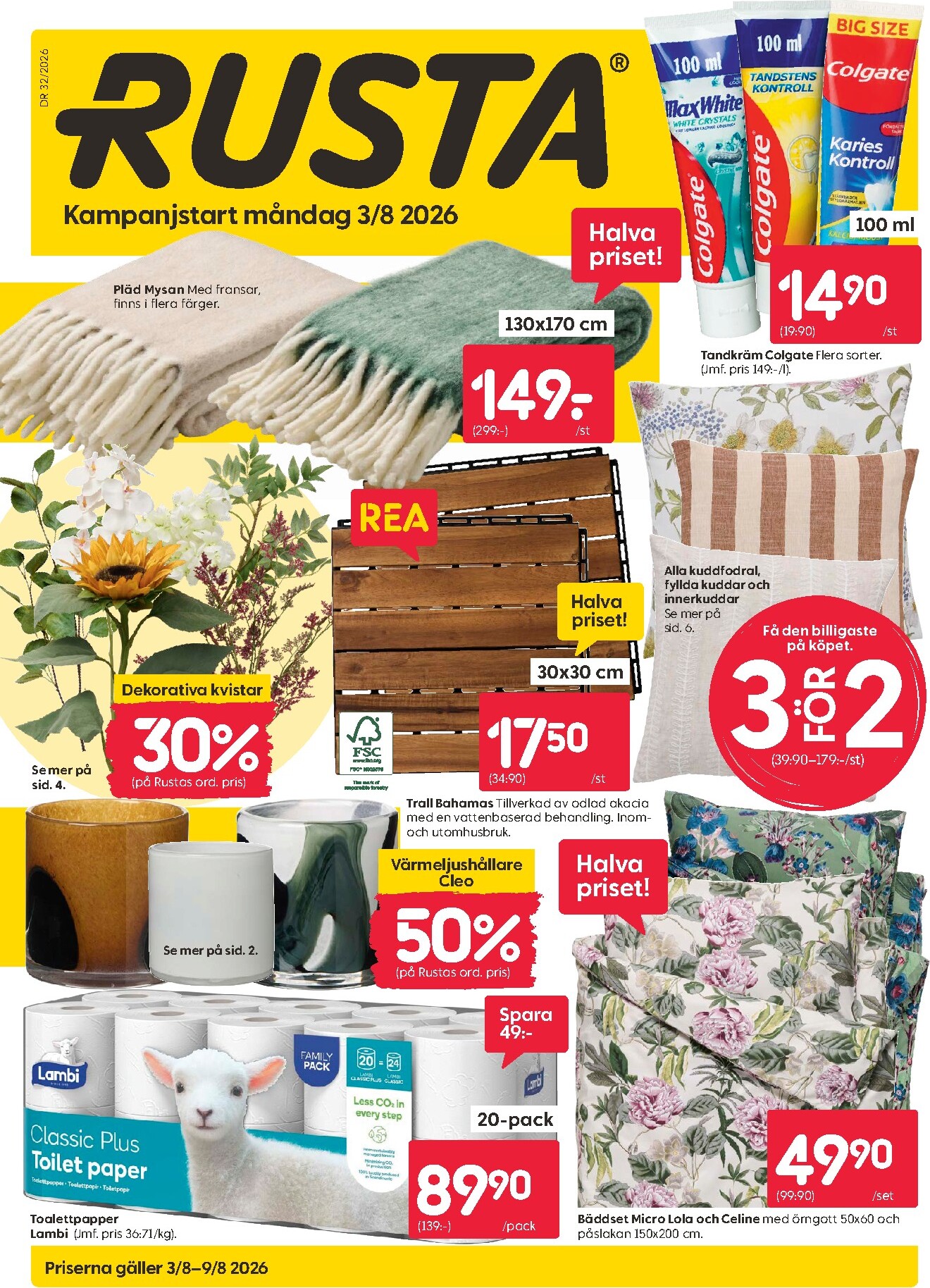 rusta - Aktuellt Rusta reklamblad från måndag, 03/08/2026 till söndag, 09/08/2026