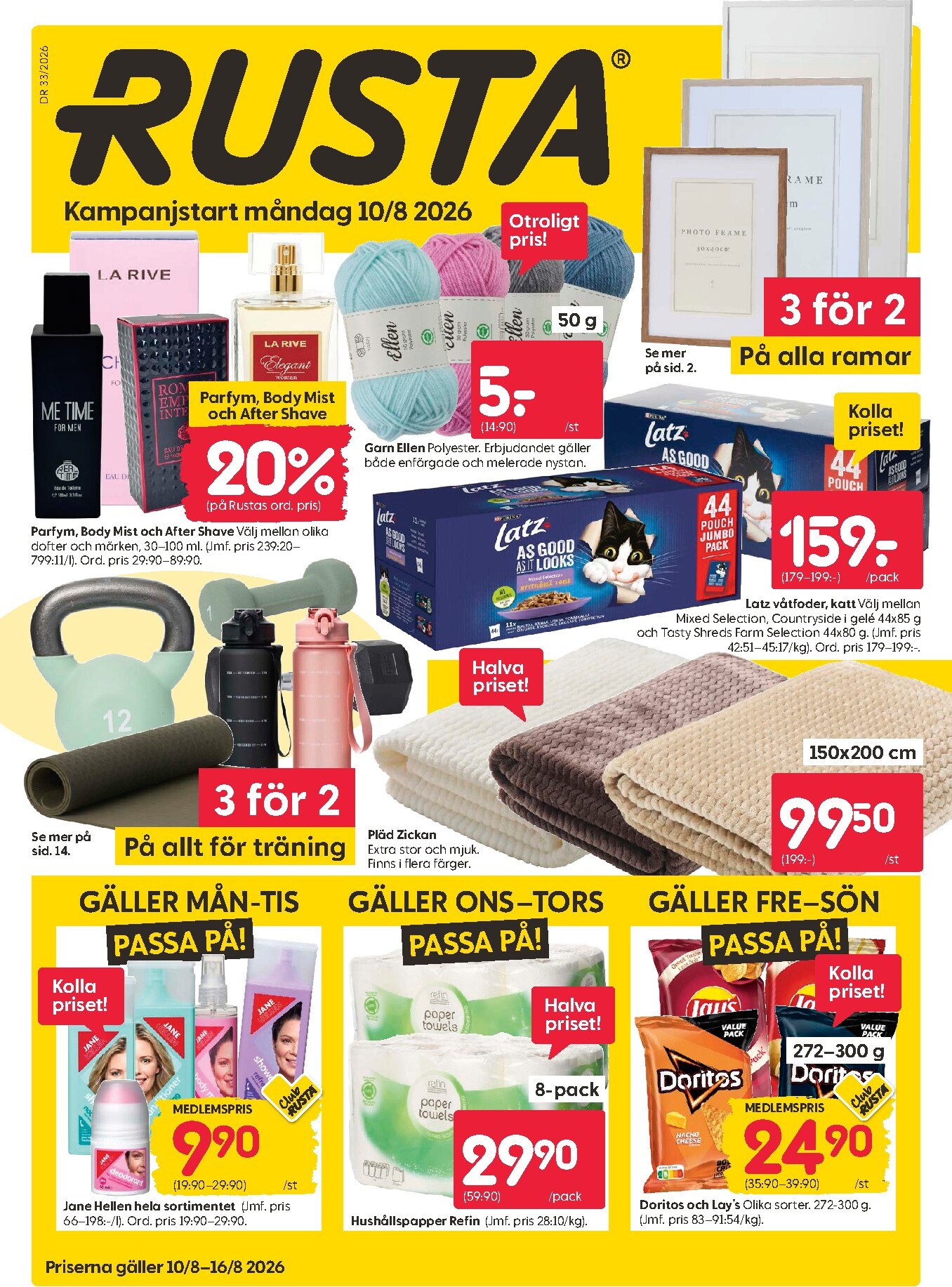 rusta - Aktuellt Rusta reklamblad från måndag, 10/08/2026 till söndag, 16/08/2026