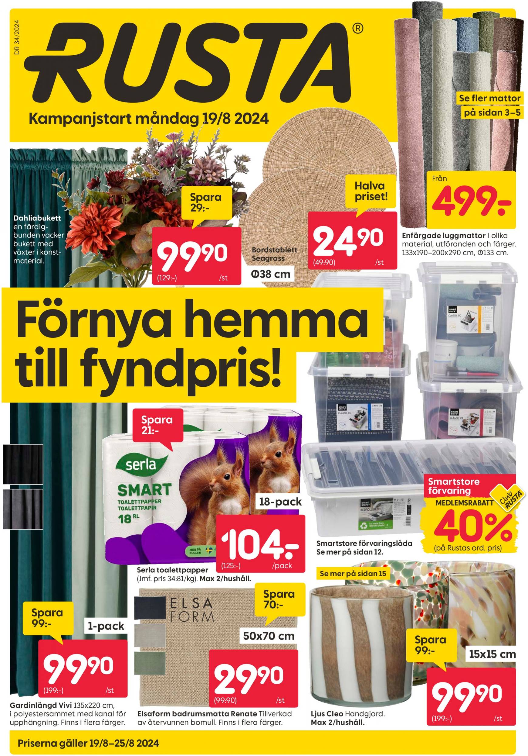 rusta - Rusta-reklambladet giltigt från 19.08. - 25.08. - page: 1