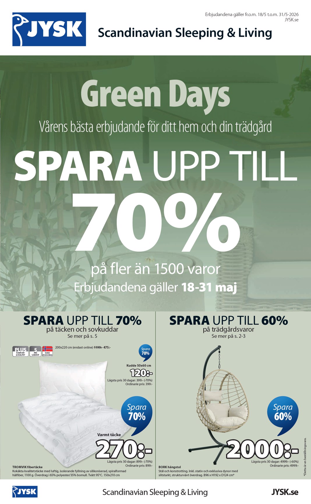 jysk - Aktuellt JYSK reklamblad från måndag, 18/05/2026 till söndag, 31/05/2026 - page: 1