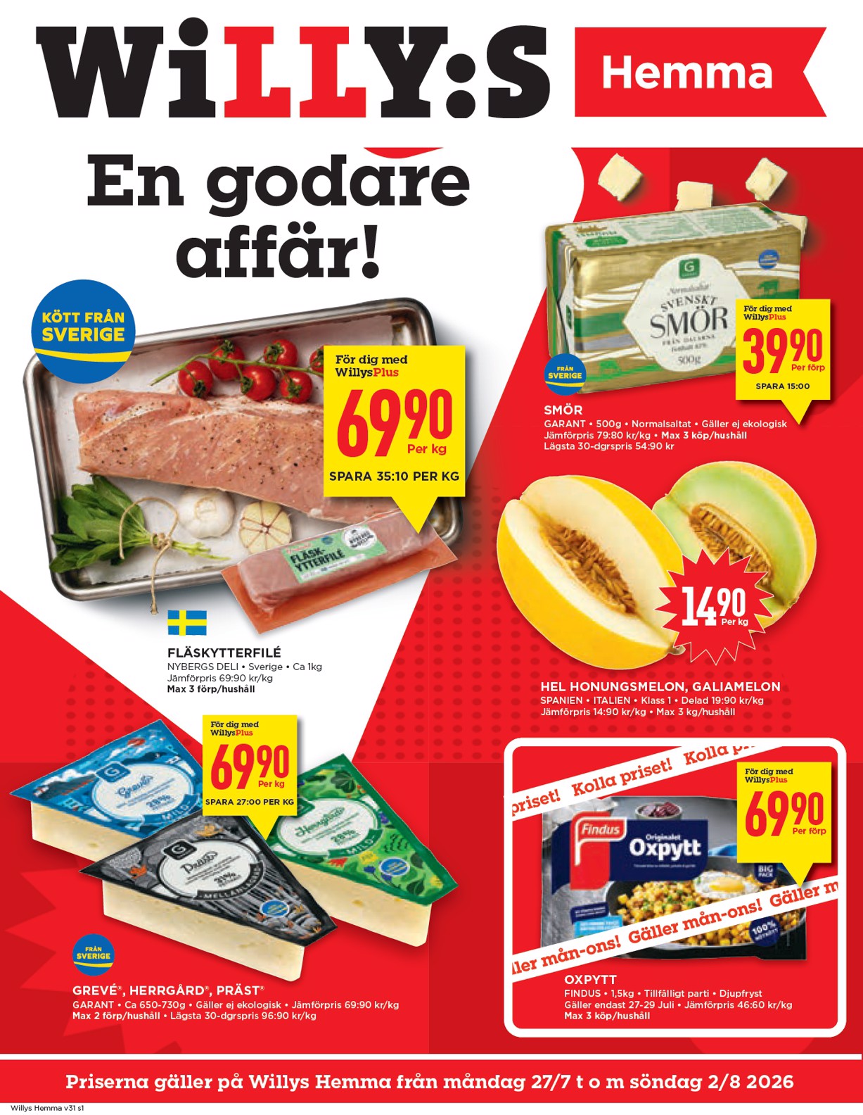 willy-s - Aktuellt Willy's reklamblad från måndag, 27/07/2026 till söndag, 02/08/2026 - page: 1