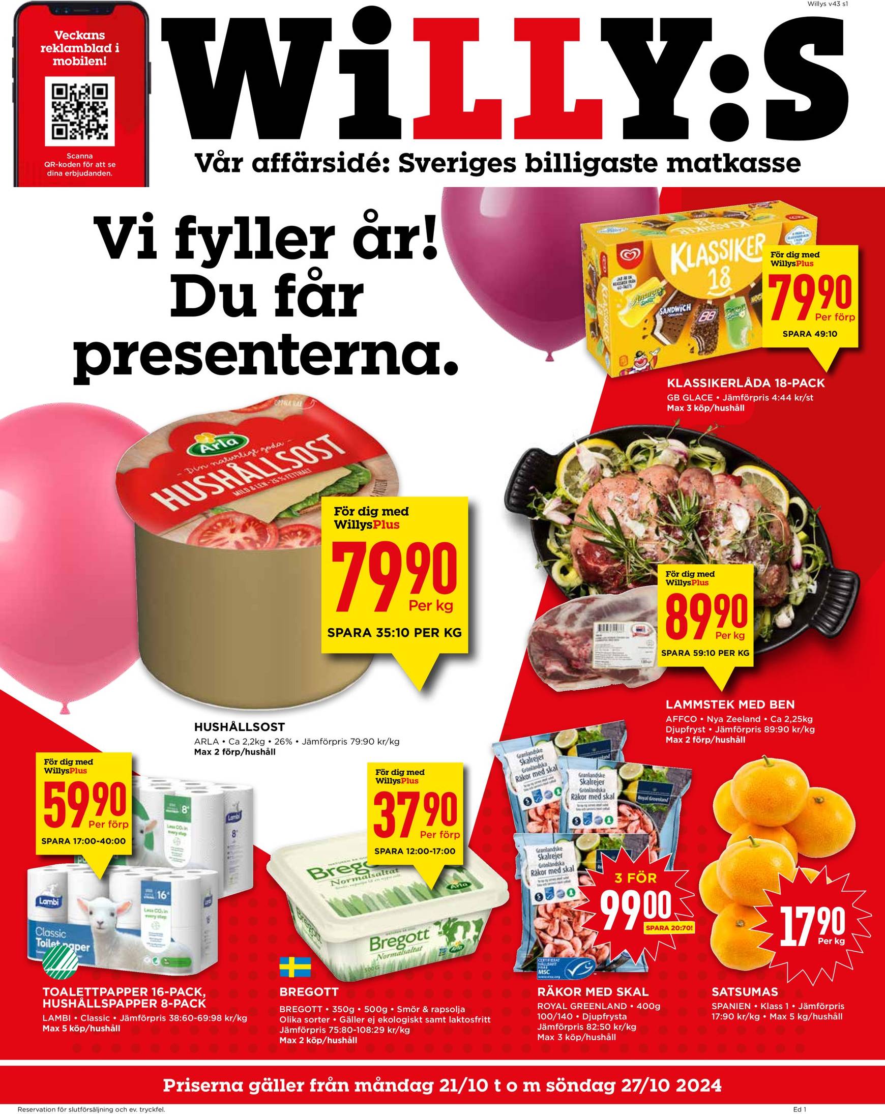 willy-s - Willy's-reklambladet är giltigt från 21.10. - 27.10.