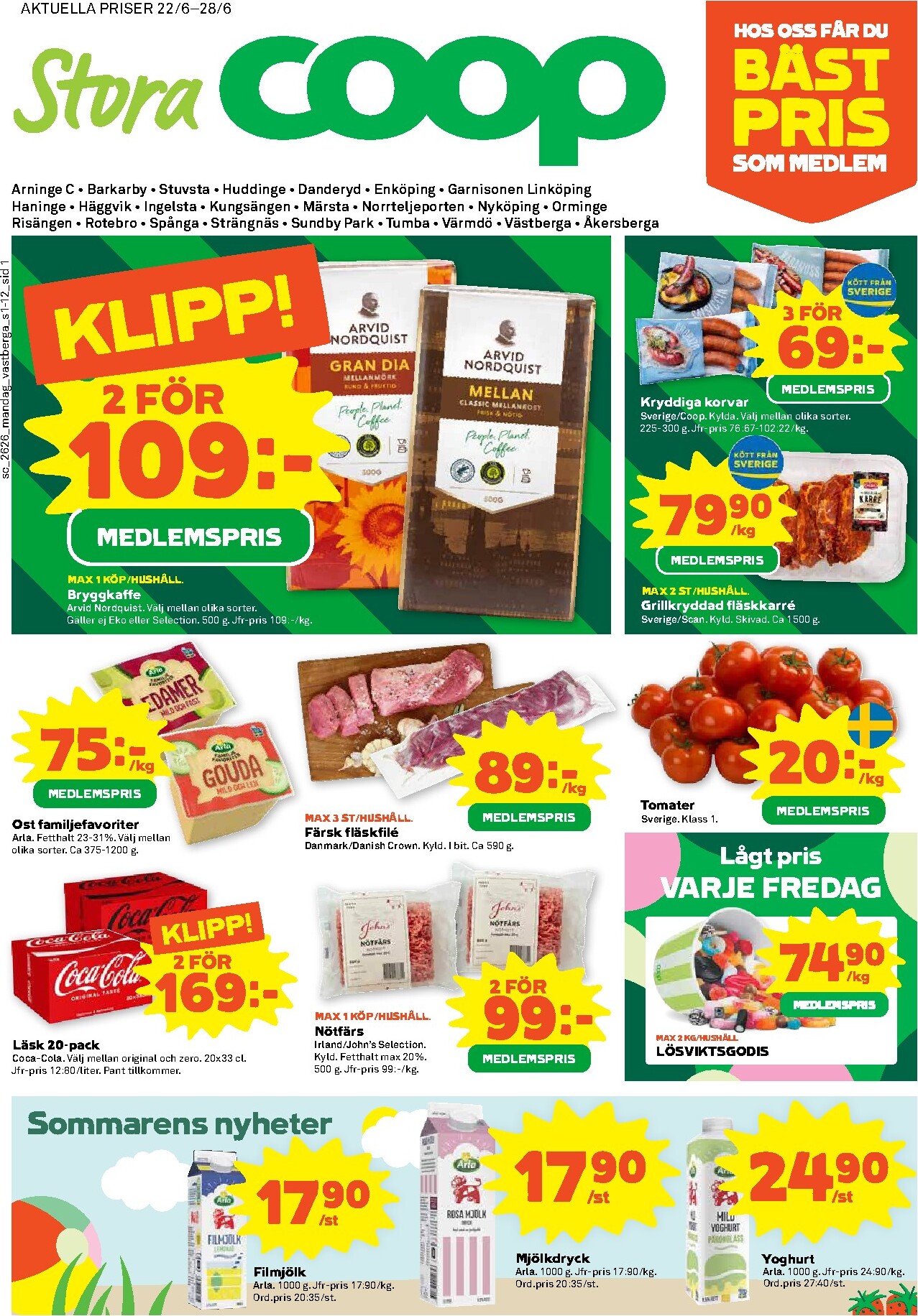 coop - Nytt Stora Coop reklamblad från måndag, 22/06/2026 till söndag, 28/06/2026