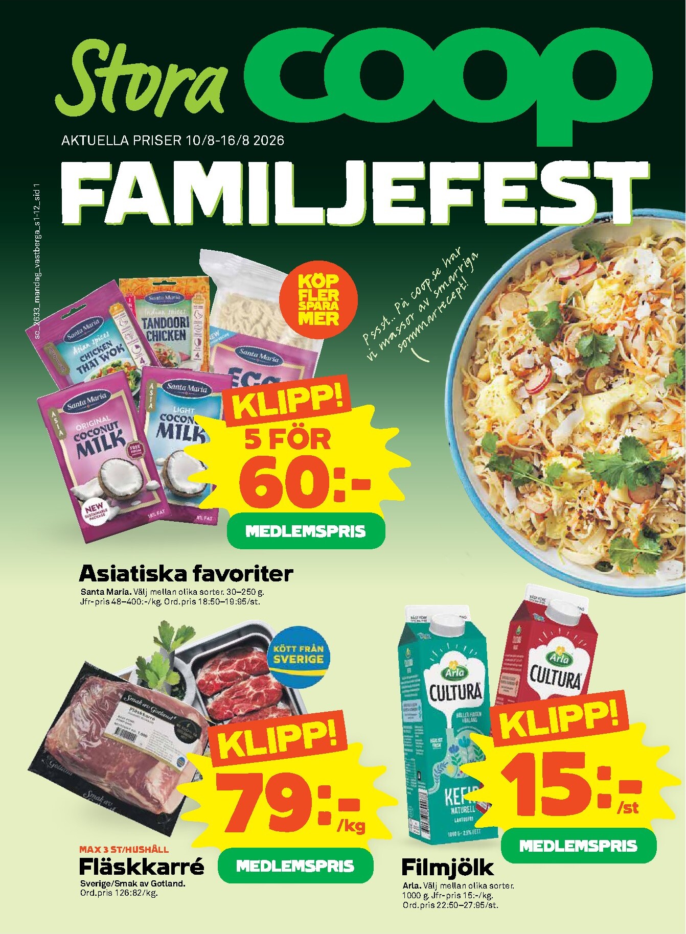 coop - Nytt Stora Coop - Familjefest reklamblad från måndag, 10/08/2026 till söndag, 16/08/2026