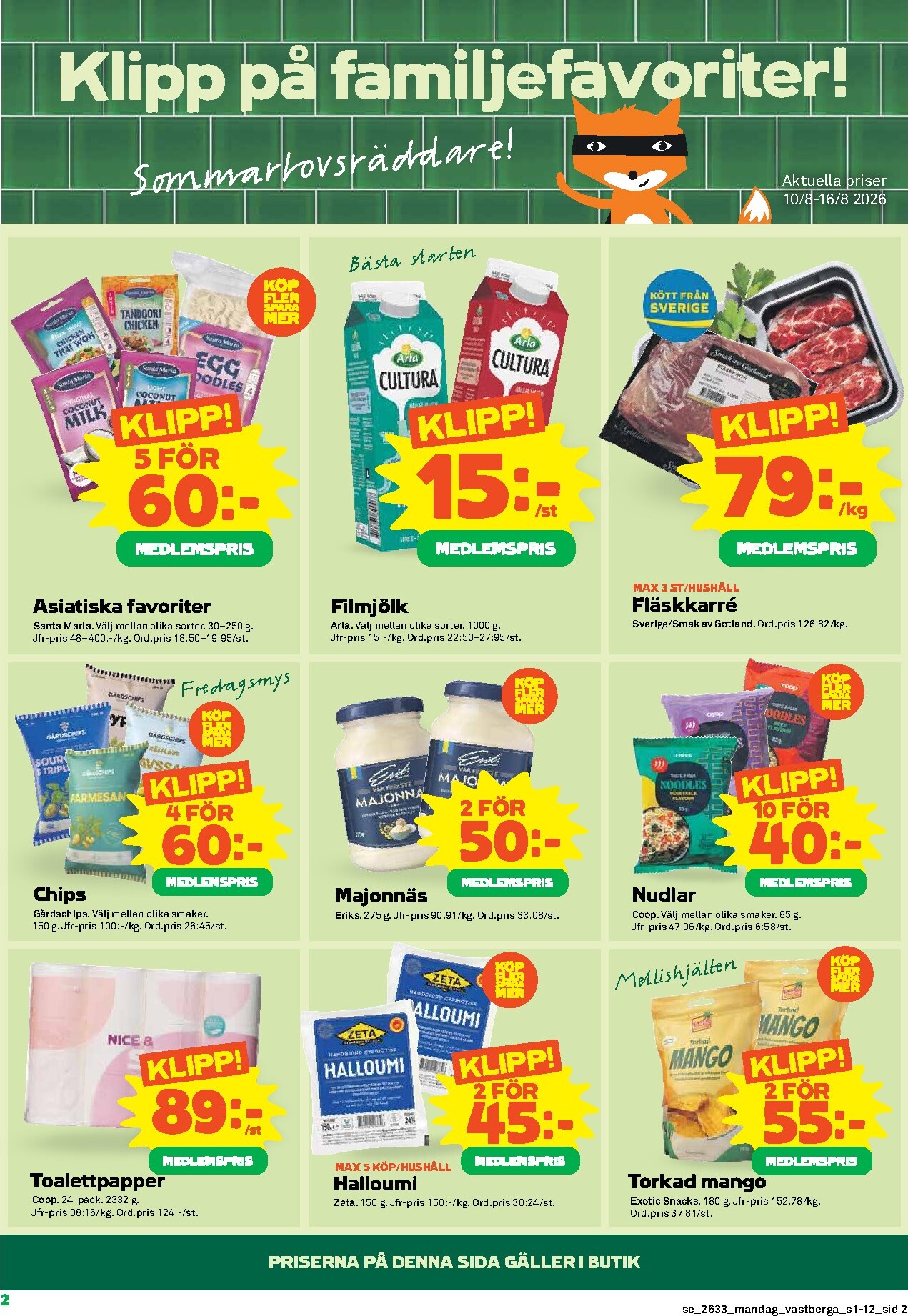 coop - Nytt Stora Coop - Familjefest reklamblad från måndag, 10/08/2026 till söndag, 16/08/2026 - page: 2