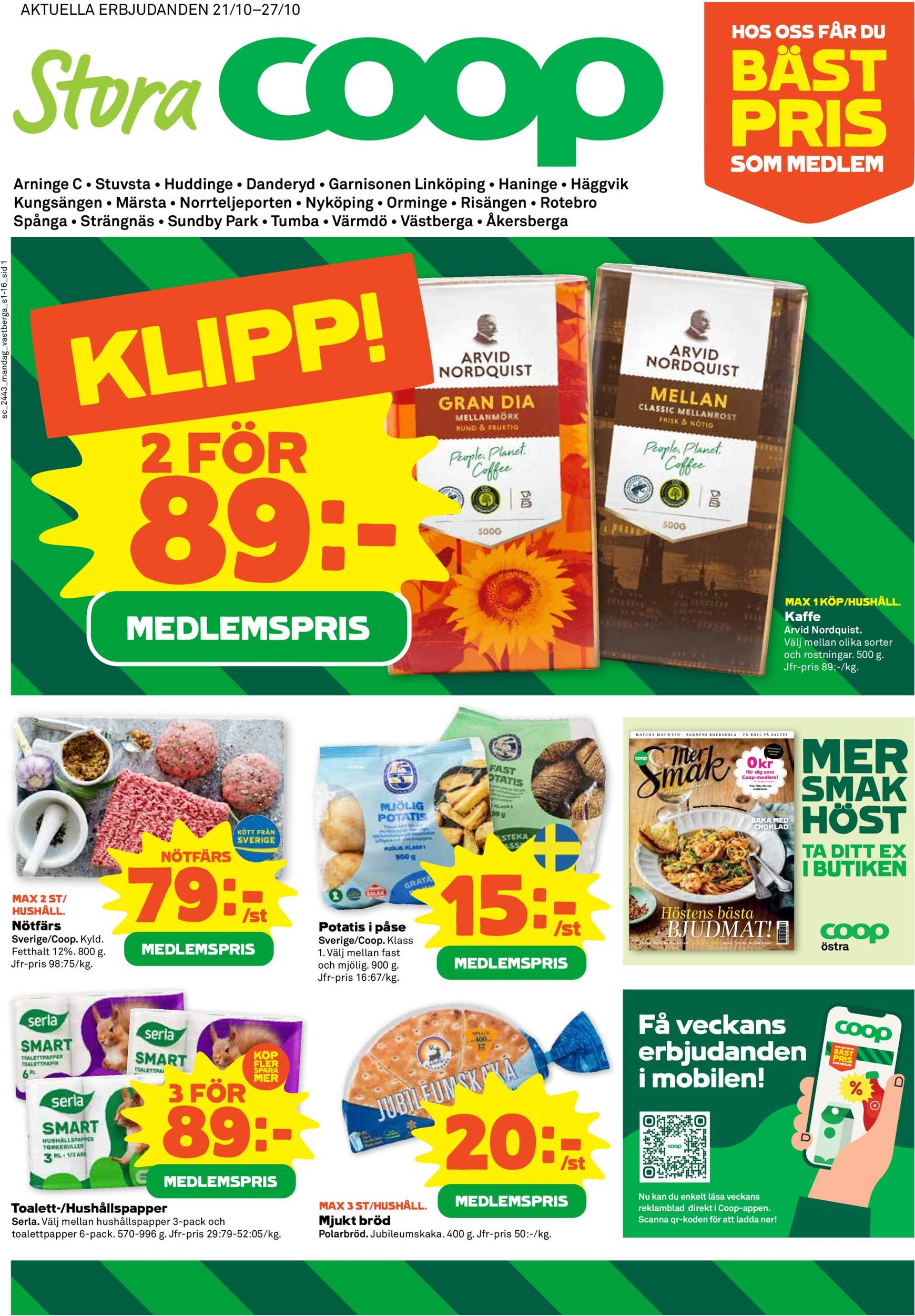 coop - Stora Coop-reklambladet är giltigt från 21.10. - 27.10. - page: 1