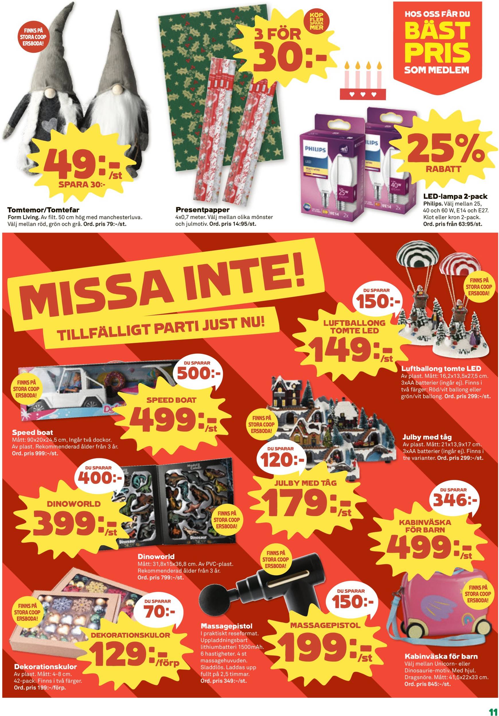 coop - Stora Coop - Ersboda, Tomtebo-reklambladet är giltigt från 02/12 - 08/12 - page: 11