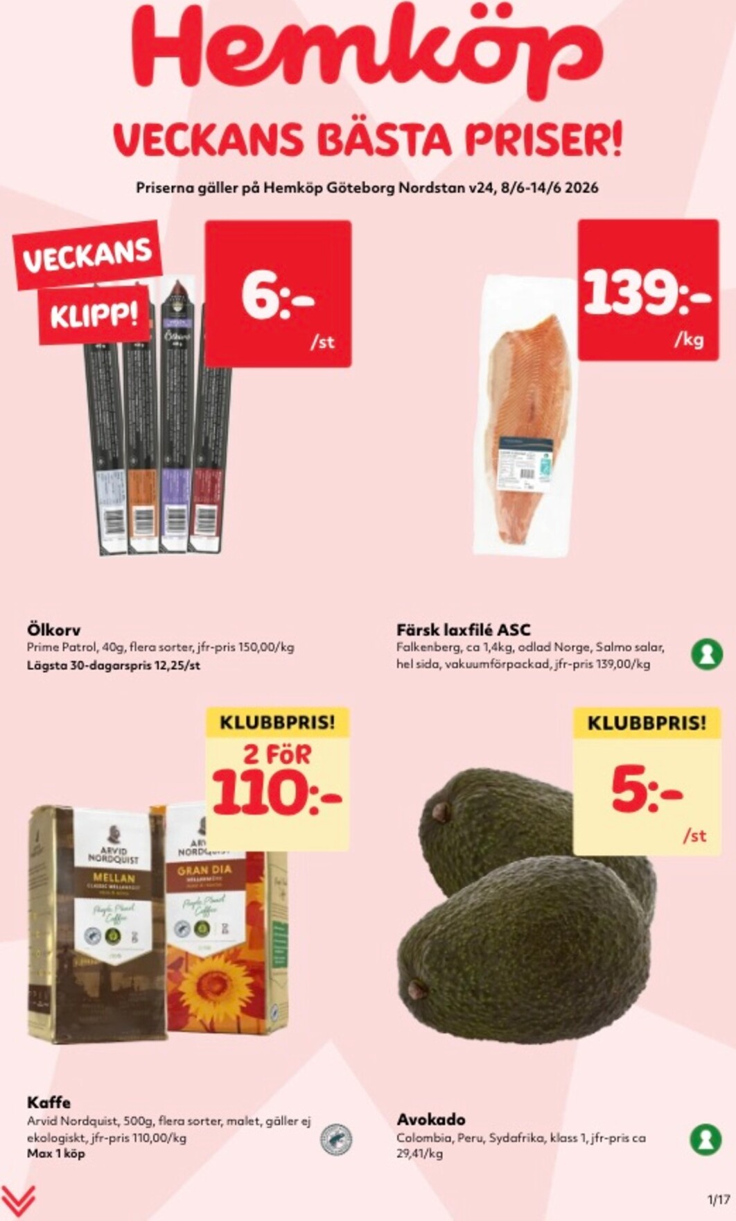 hemkop - Aktuellt Hemköp reklamblad från måndag, 08/06/2026 till söndag, 14/06/2026 - page: 1