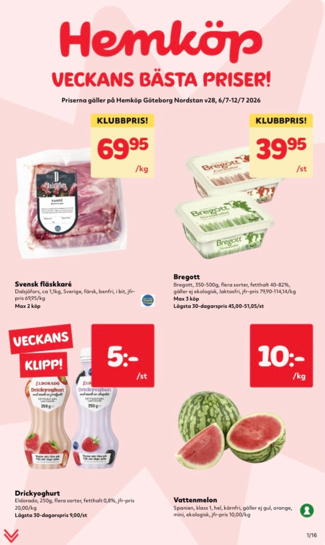 hemkop - Aktuellt Hemköp reklamblad från måndag, 06/07/2026 till söndag, 12/07/2026 - page: 1