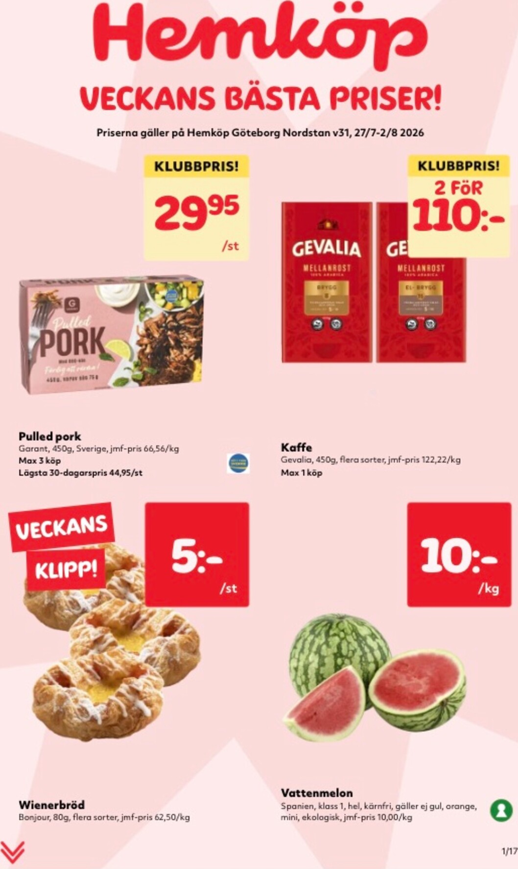 hemkop - Aktuellt Hemköp reklamblad från måndag, 27/07/2026 till söndag, 02/08/2026 - page: 1
