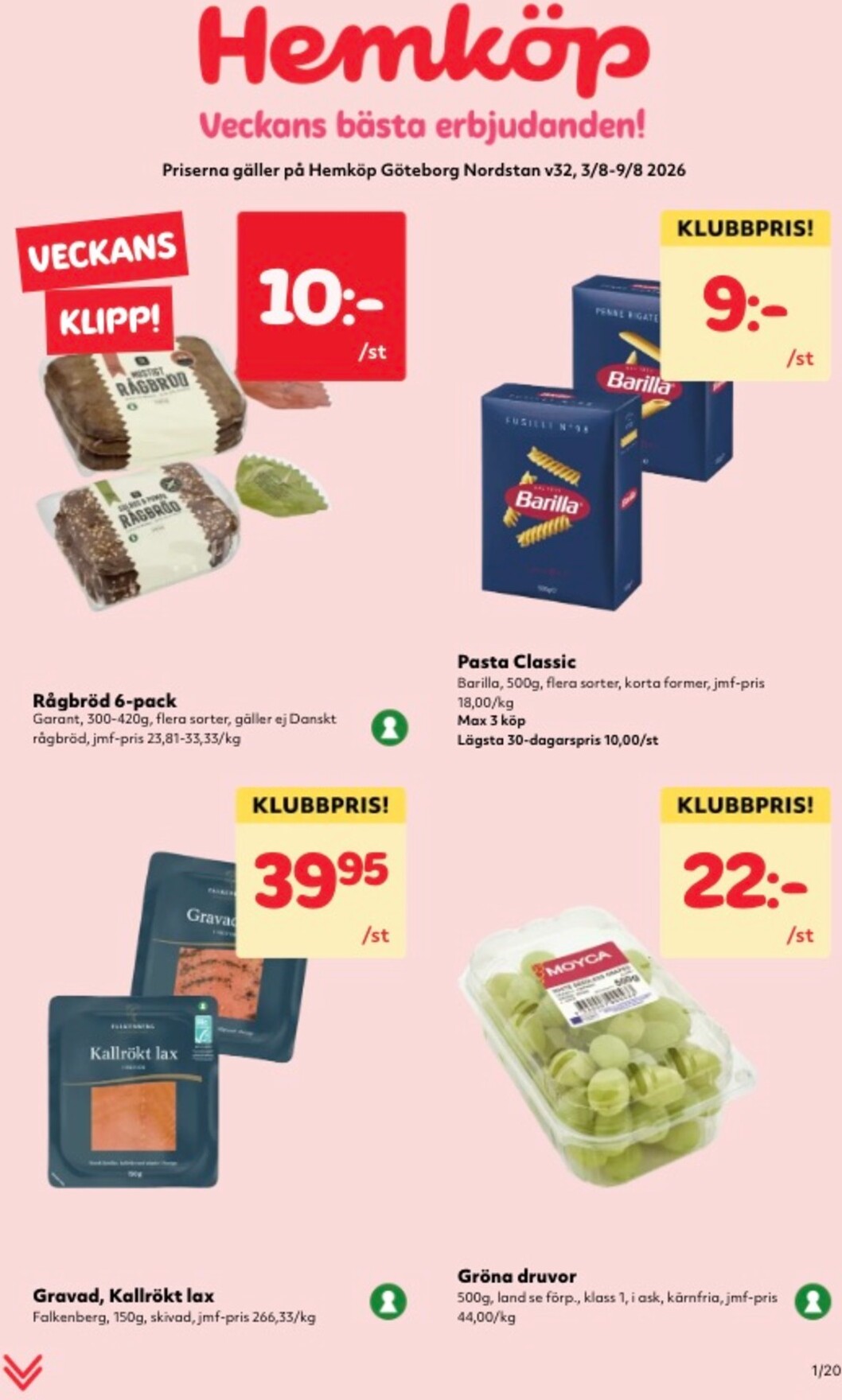 hemkop - Aktuellt Hemköp reklamblad från måndag, 03/08/2026 till söndag, 09/08/2026