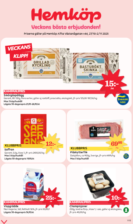 hemkop - Hemköp-reklambladet giltigt från 27/10 - 02/11 - page: 1
