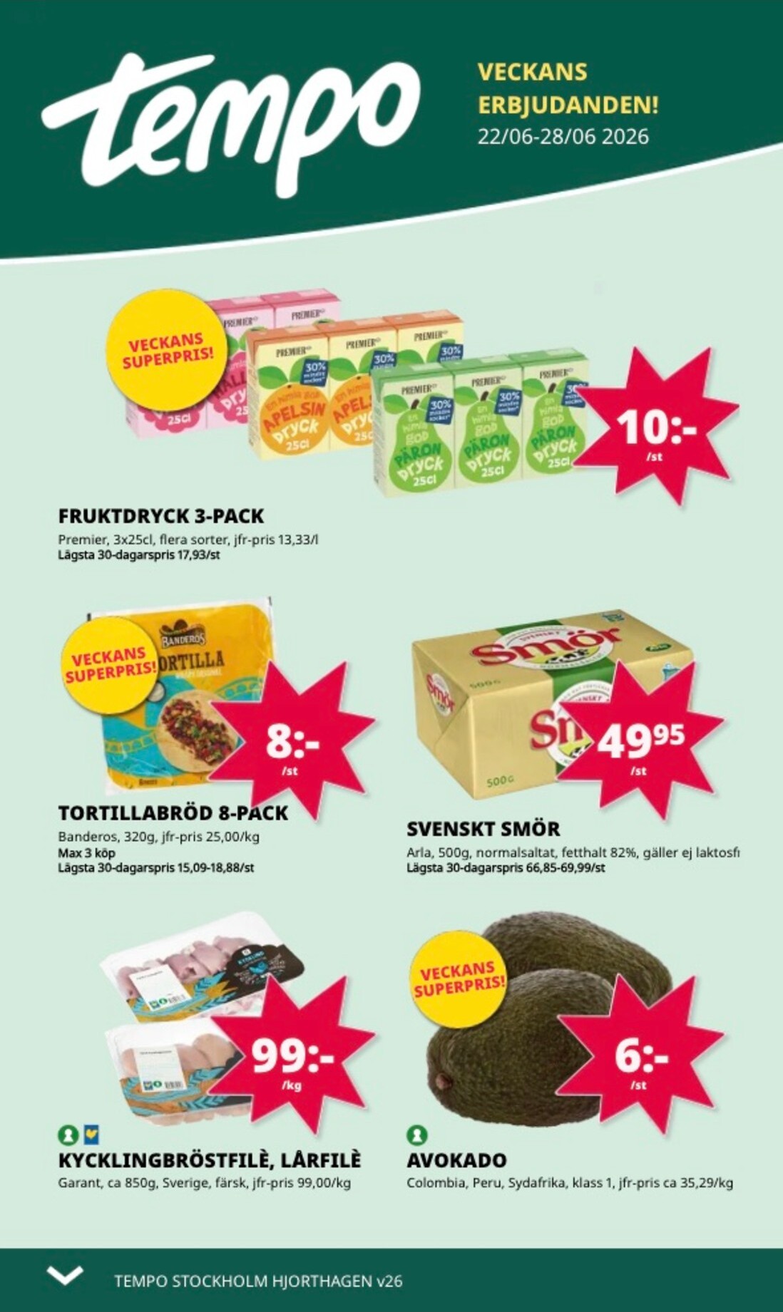 tempo - Aktuellt Tempo reklamblad från måndag, 22/06/2026 till söndag, 28/06/2026 - page: 1