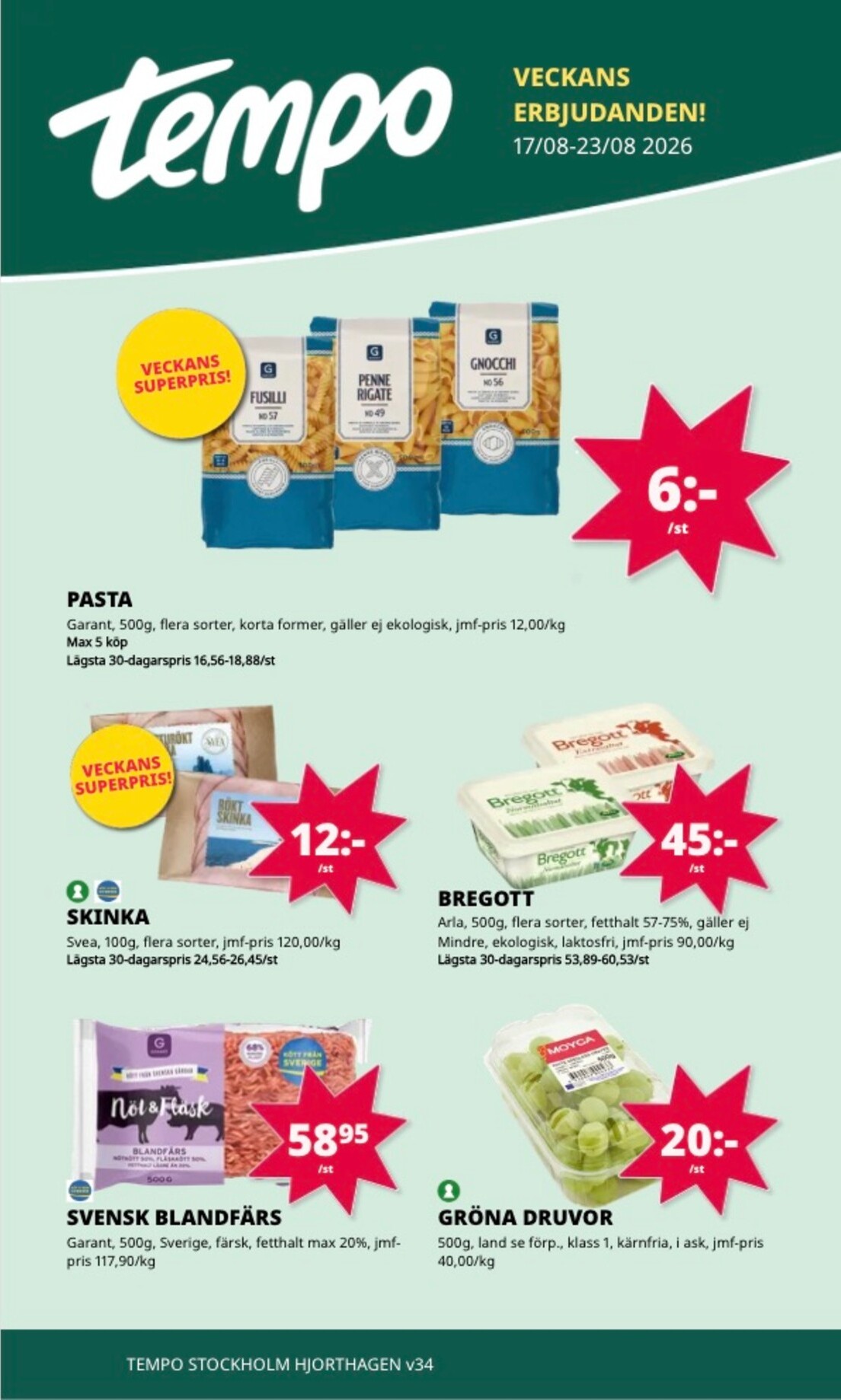 tempo - Aktuellt Tempo reklamblad från måndag, 17/08/2026 till söndag, 23/08/2026 - page: 1