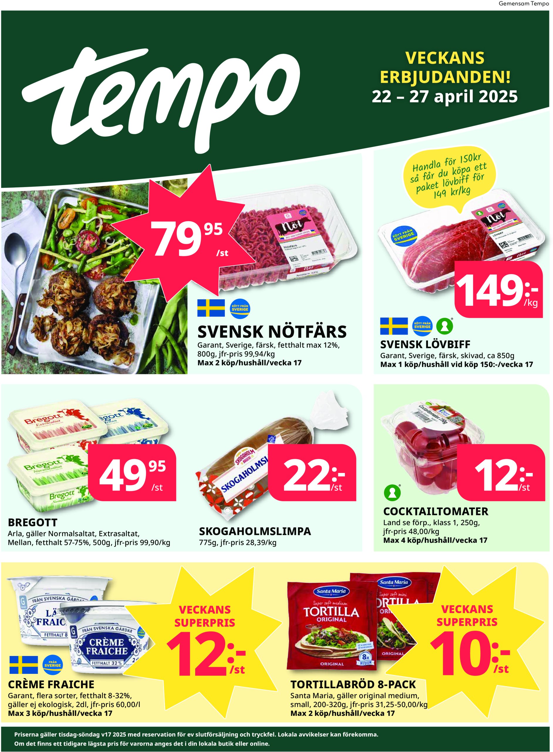 tempo - Tempo-reklambladet giltigt från 22/04 - 27/04