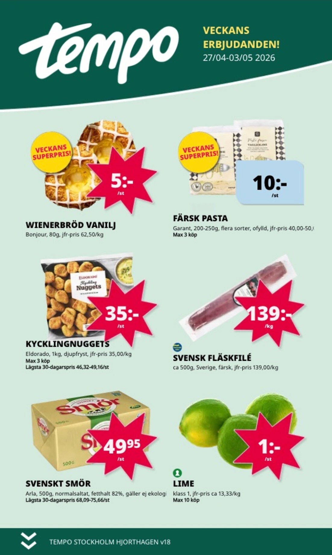 tempo - Aktuellt Tempo reklamblad giltigt från måndag 27/04/2026 till söndag 03/05/2026