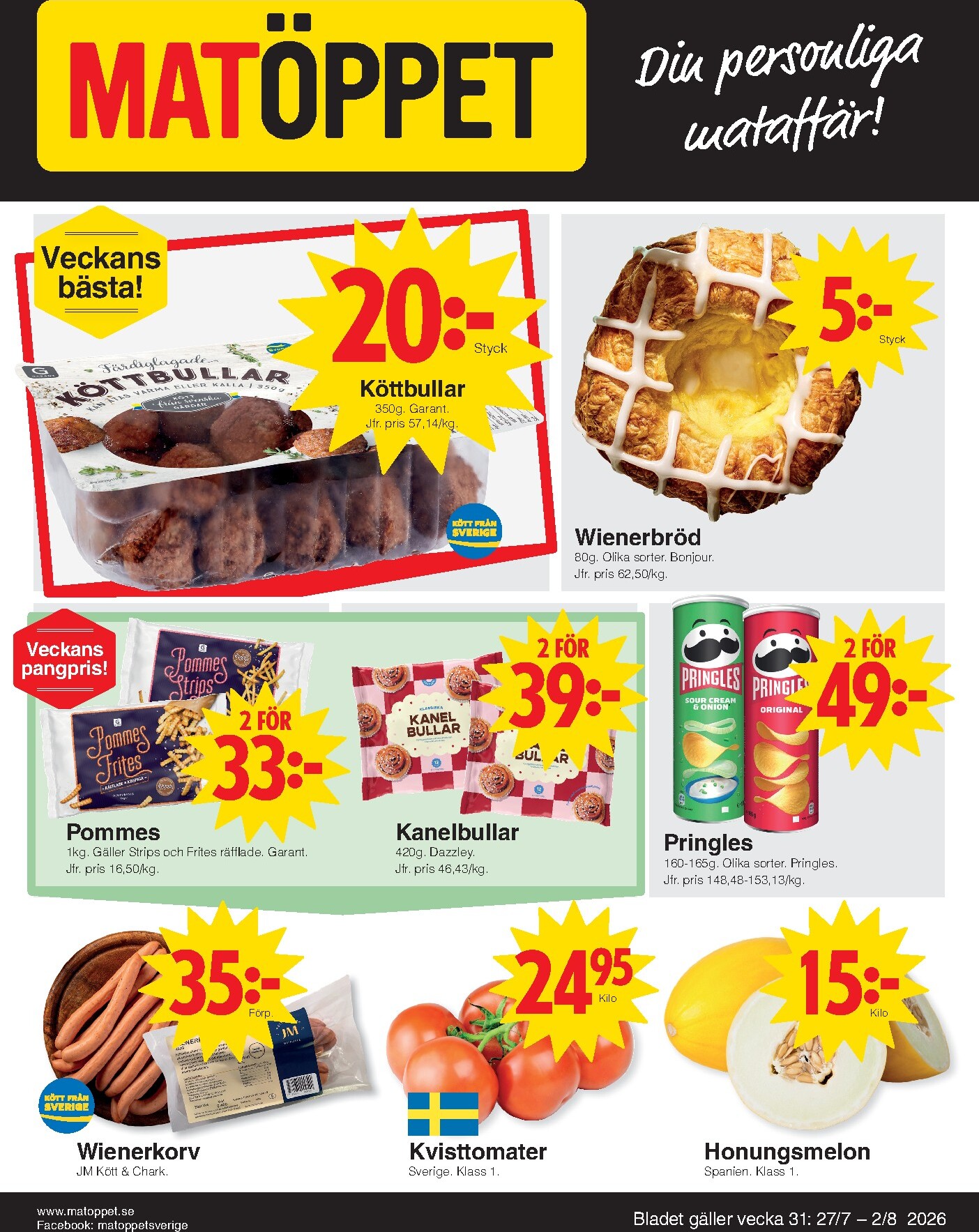 matoppet - Aktuellt Matöppet reklamblad från måndag, 27/07/2026 till söndag, 02/08/2026 - page: 1
