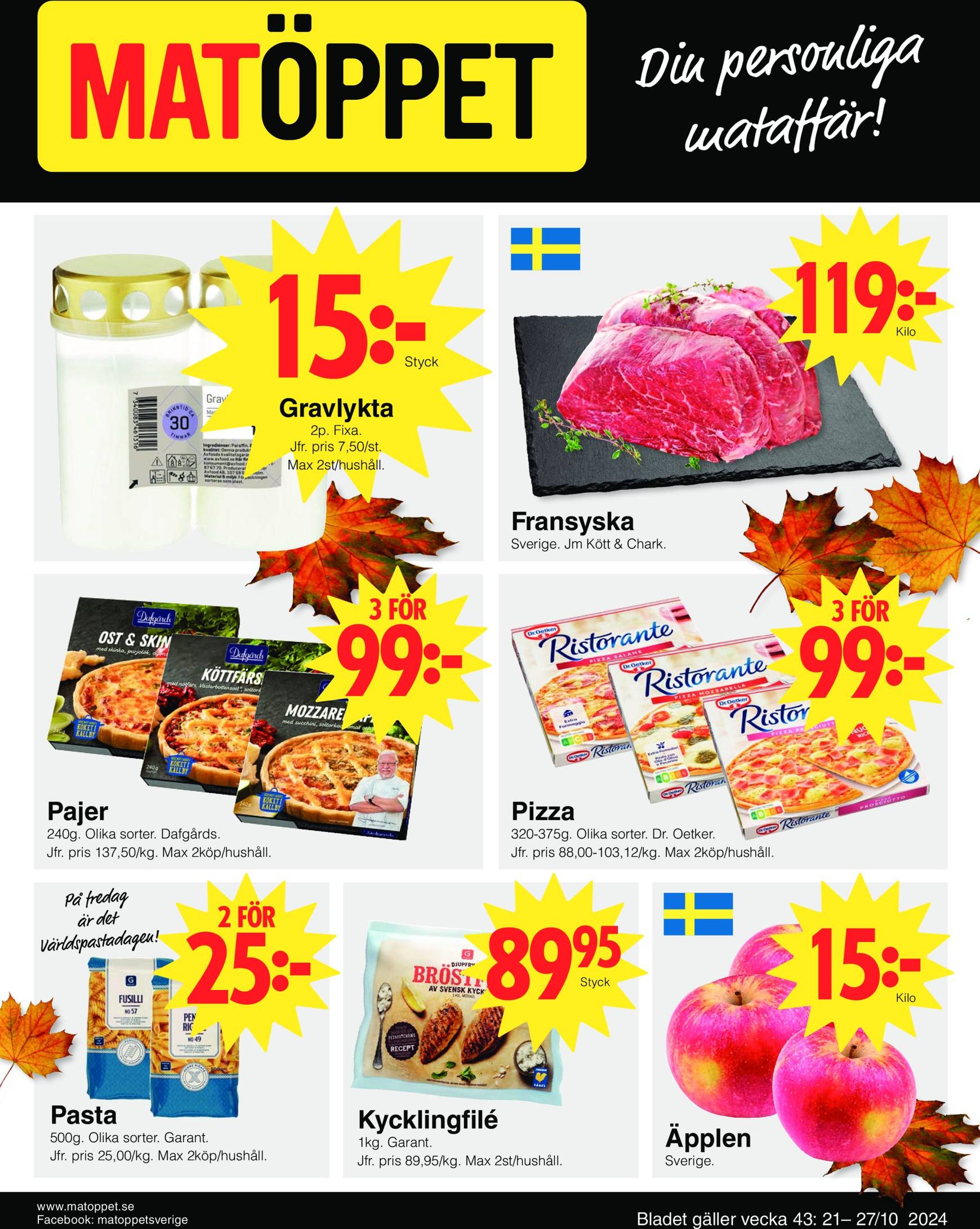 matoppet - Matöppet-reklambladet är giltigt från 21.10. - 27.10.