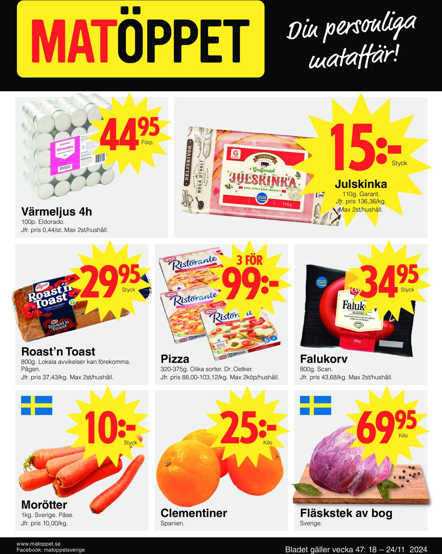 matoppet - Matöppet-reklambladet är giltigt från 18.11. - 24.11.