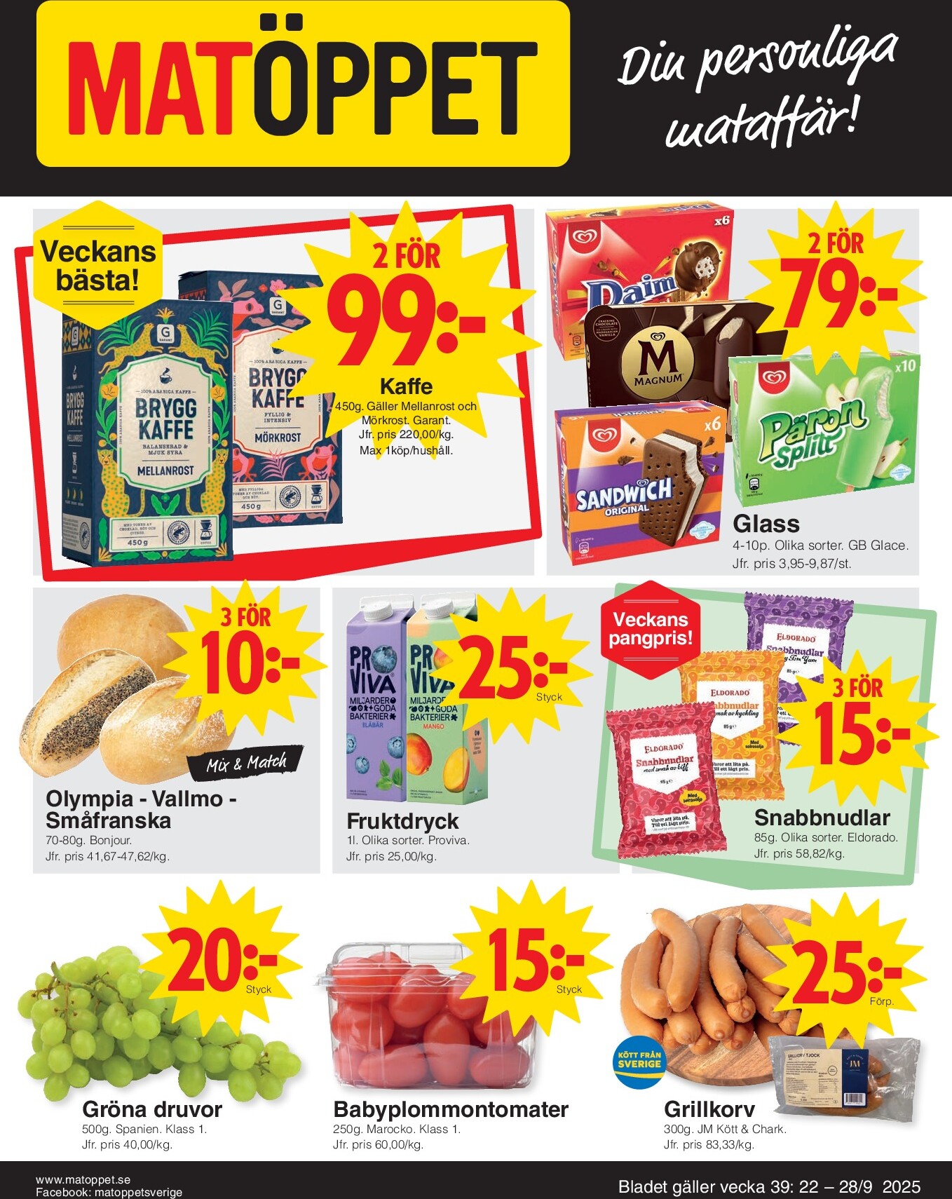 matoppet - Matöppet-reklambladet giltigt från 22/09 - 28/09